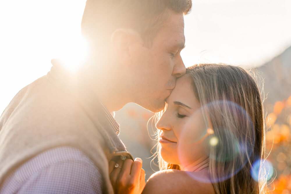 fall engagement photos in nature with engaged couple