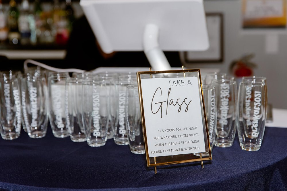 custom drink glasses at the capital club of asheville bar for a wedding