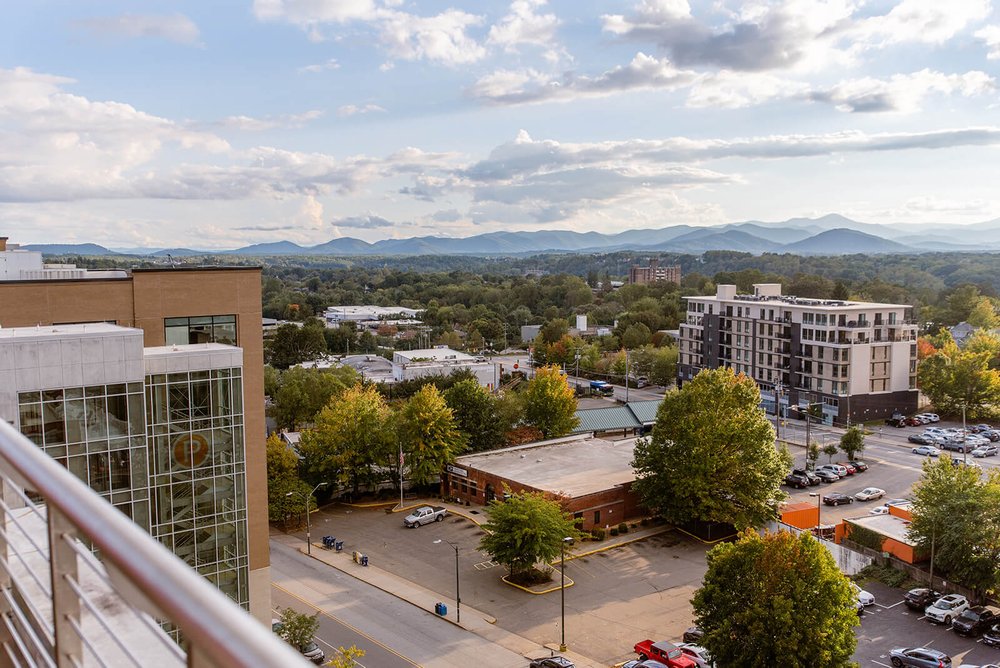 view from the top of the capital club of asheville in downtown asheville, nc