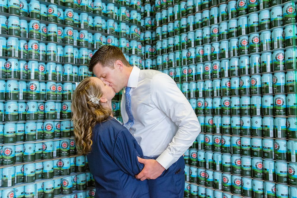 classic highland brewing beer wall wedding photo by nick levine photography