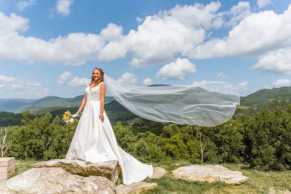 bride in the mountains photo by asheville photographer