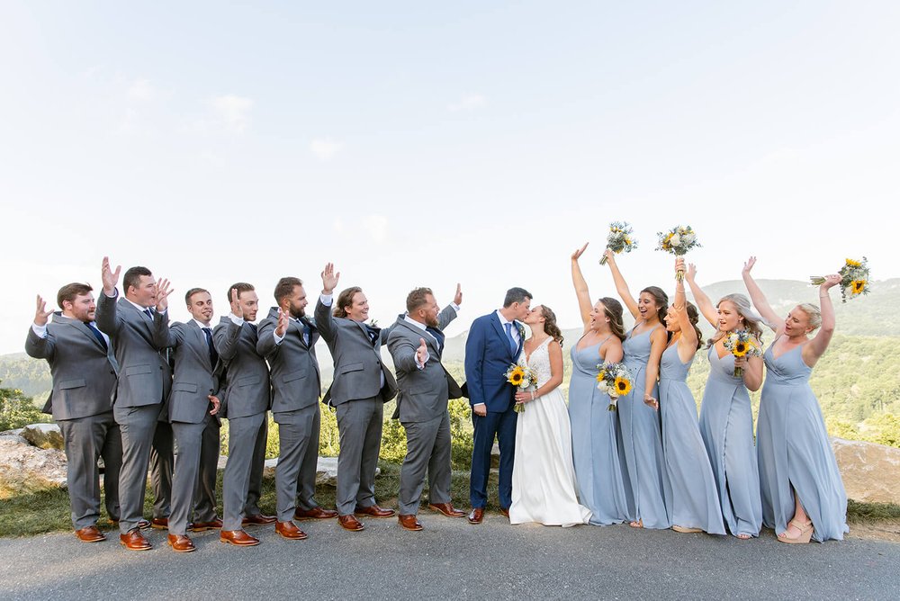 full wedding party photos at point lookout vineyards wedding venue