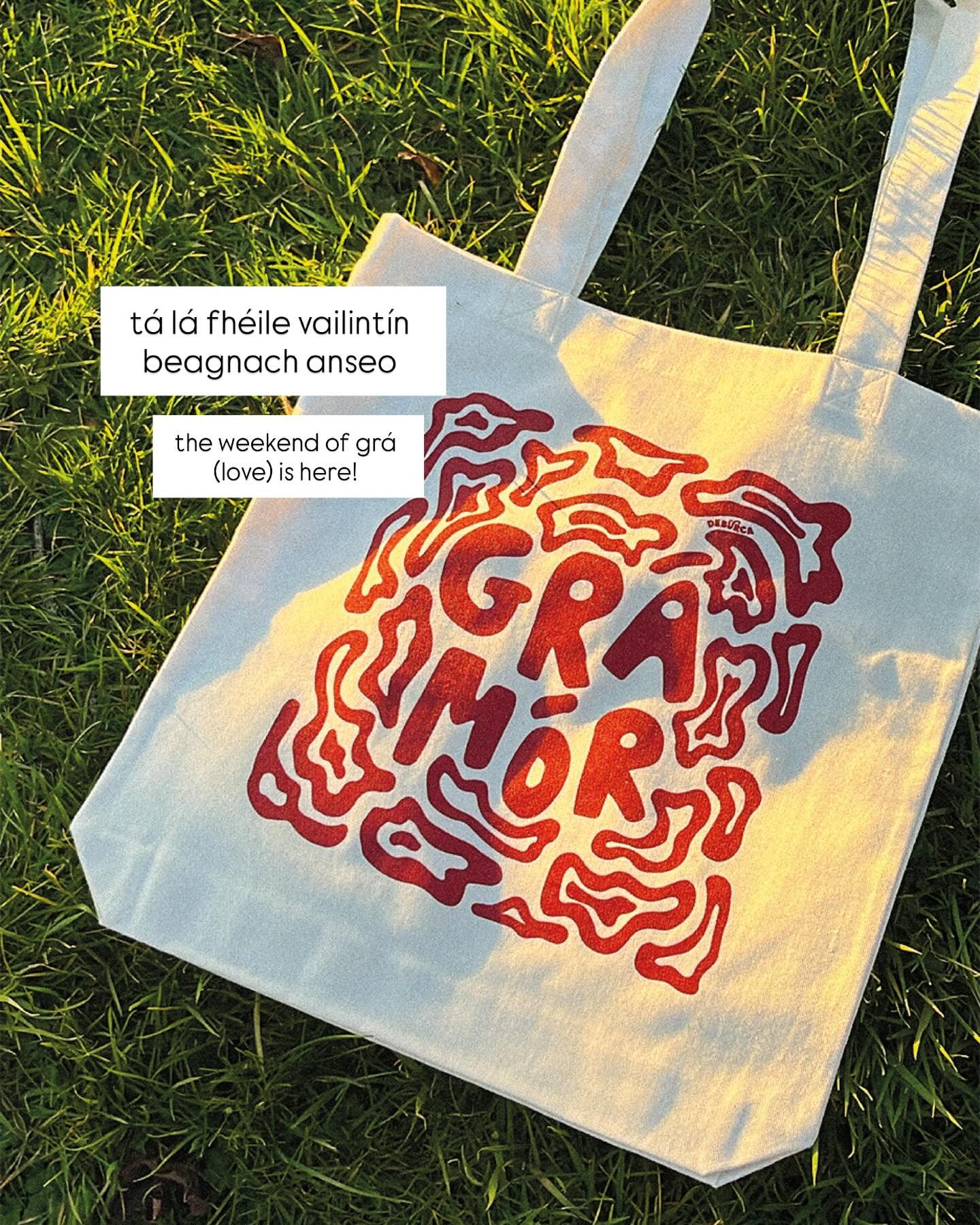 Use code &lsquo;GR&Aacute;15&rsquo; 🩷 had to do a discount for the day of love! Gr&aacute; m&oacute;r has been such a big part of DeB&uacute;rca for such a long time now 🥹🥹 so many of those totes &amp; hoodies out n about in the world 
-
#irish #v