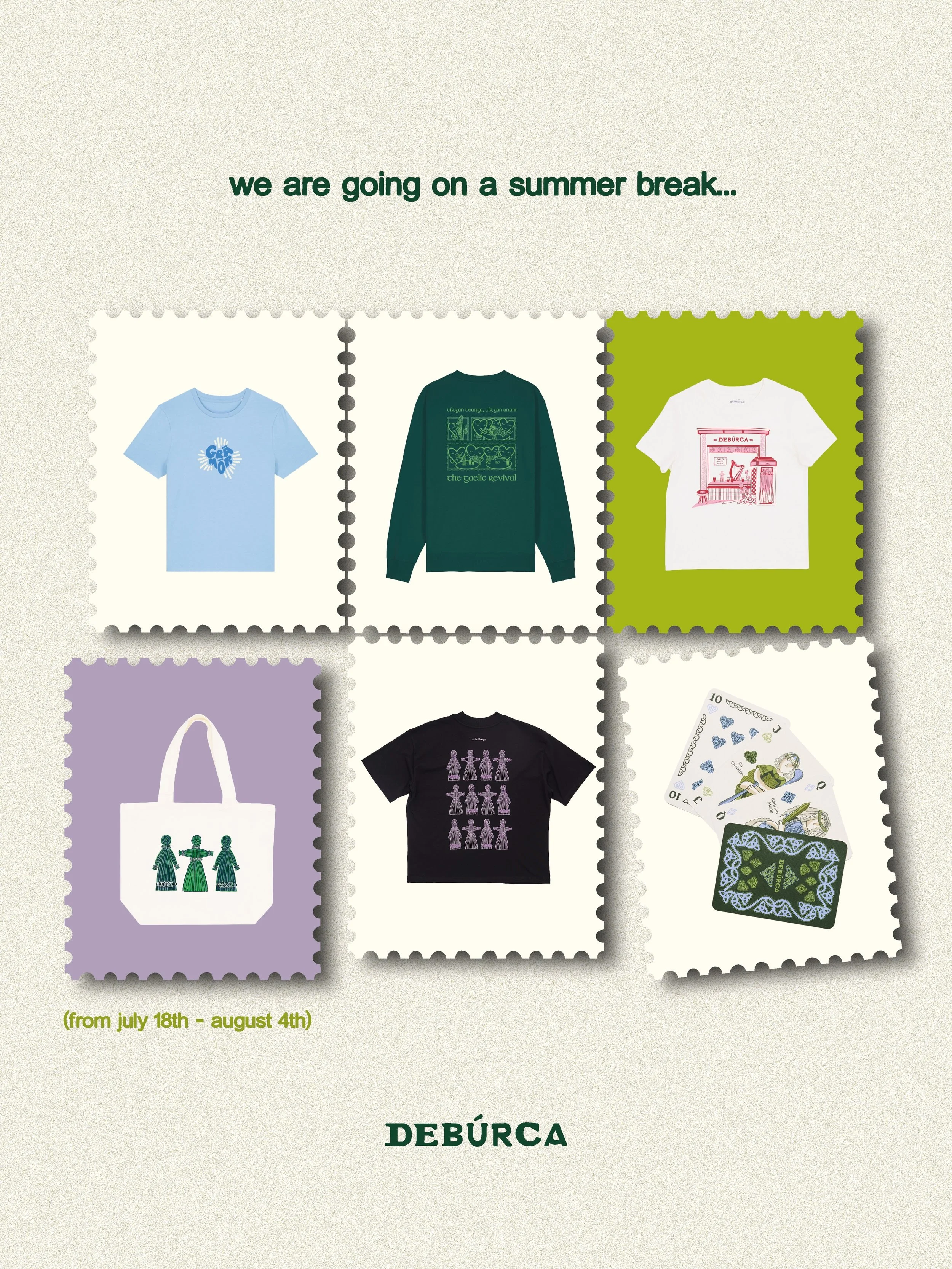 Time for a sunny summer break ☀️☀️ Your last chance for all your summer essentials before August - get your order in before Saturday July 18th 🌀☘️🫶 go raibh m&iacute;le maith agaibh a chairde x