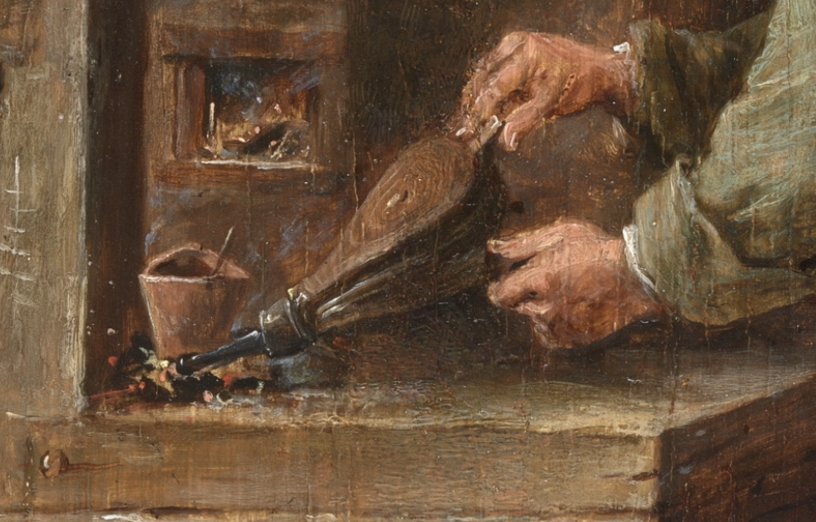 Detalle_El alquimista_1631-1640_David Teniers el Joven_Óleo sobre lienzo