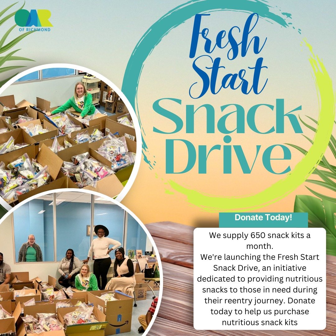 Every journey towards reentry deserves sustenance and support. At OAR, we understand the crucial role of nutrition in empowering individuals as they rebuild their lives. That's why we're launching the Fresh Start Snack Drive, an initiative dedicated 