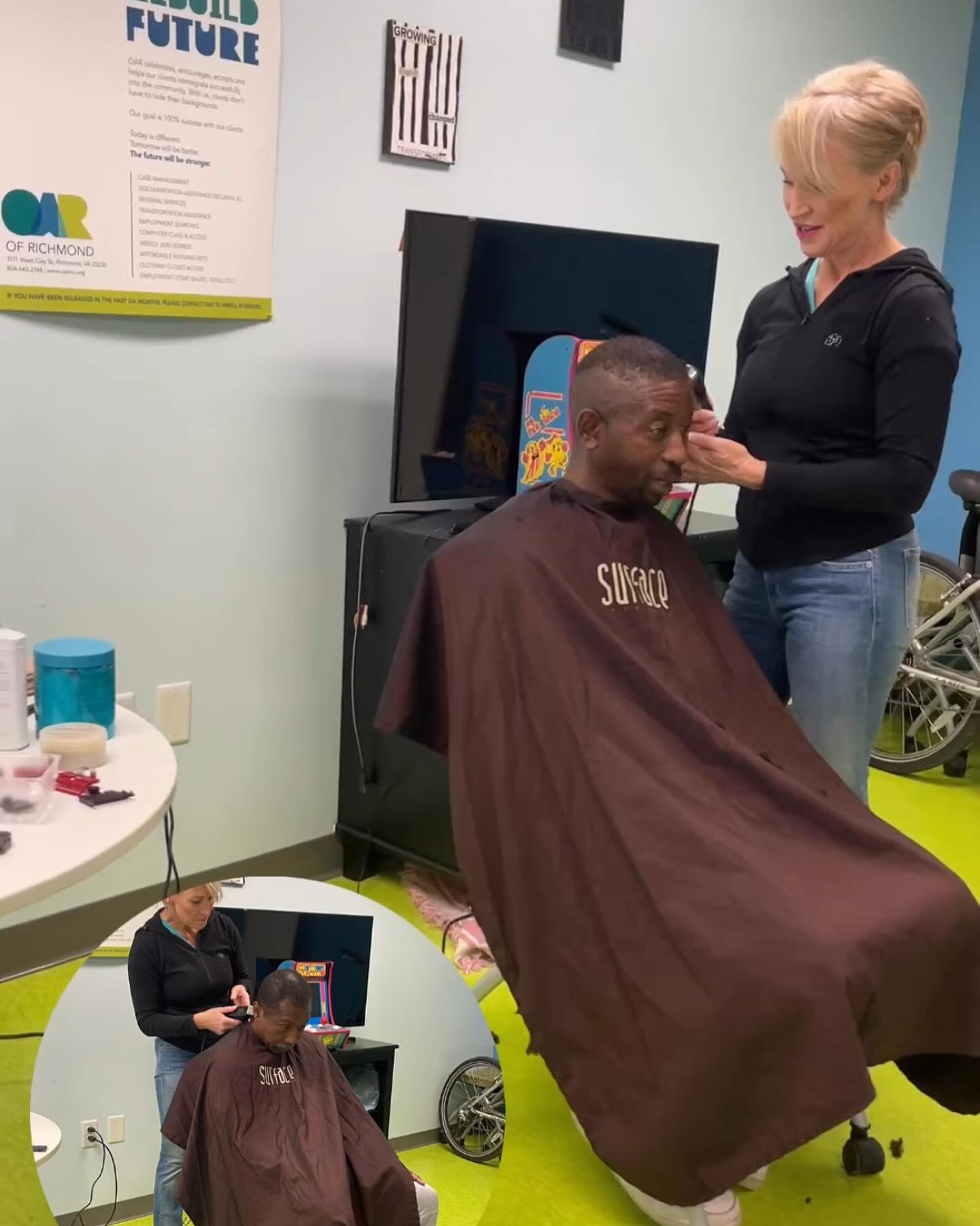 Thanks to our long-time supporter, now volunteer, MJ for coming in this week to cut hair for our participants. #rva #reentrymatters #volunteer 💈✂️