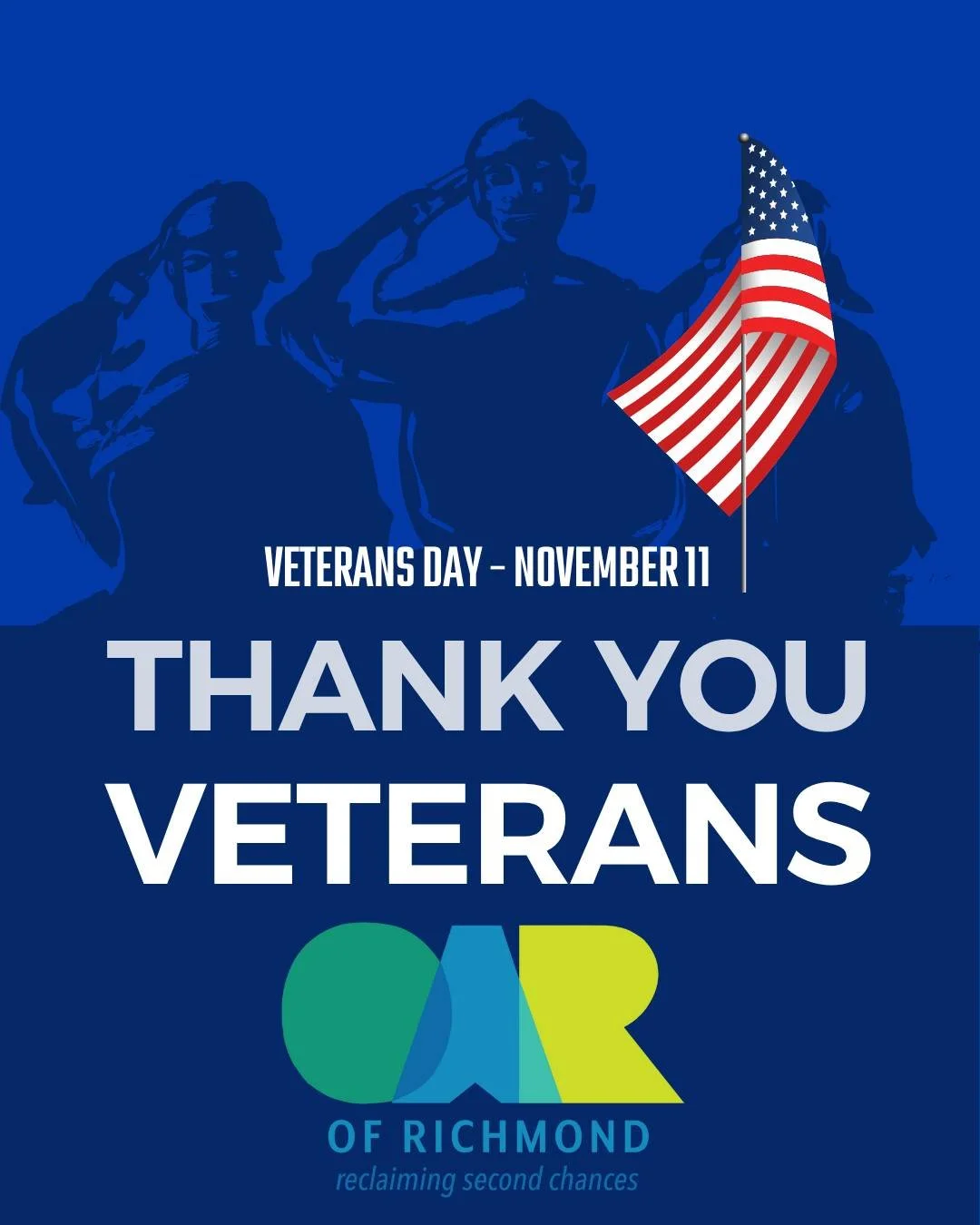 Today OAR is closed in observance of Veterans Day.  Thank you to all who serve, including our own Veterans on staff.  We will re-open tomorrow at 8:30 a.m.