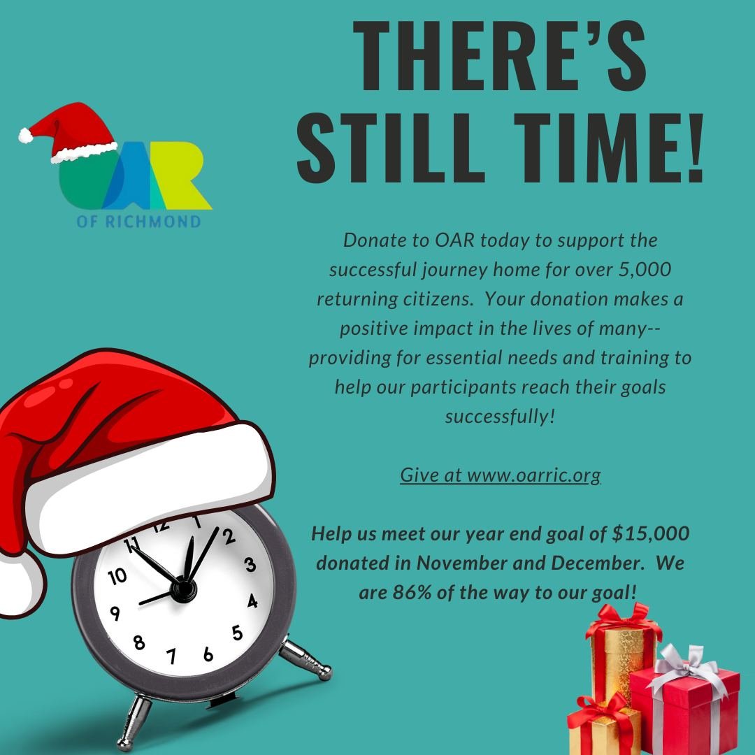 As the year 2025 comes to a close, our team at OAR wants to thank YOU for all of your support of our programs and participants this year.  We are so close to our year-end goal and there's still 2 days to give before the new year.  Head to our website