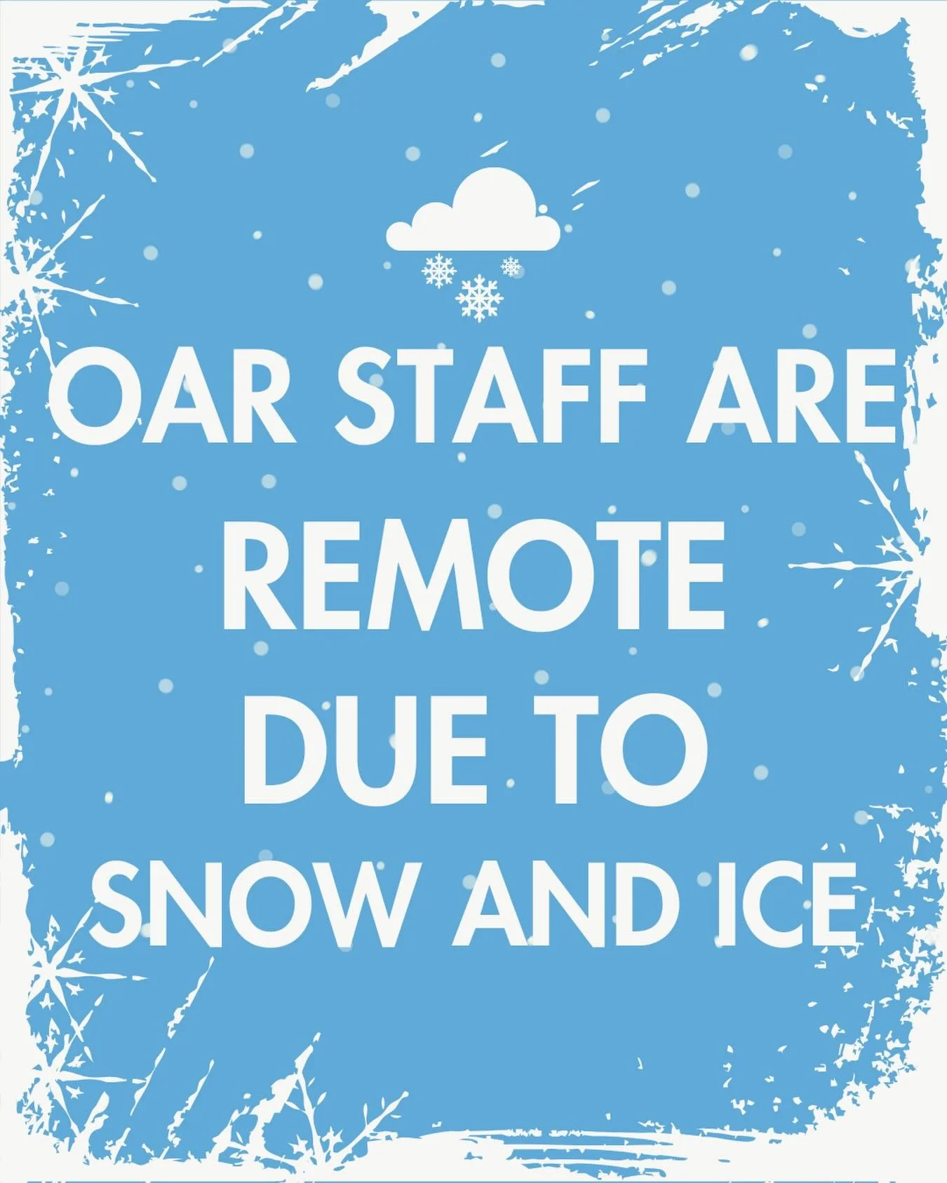 OAR staff will remain remote tomorrow, Jan. 28 due to the ice and snow that remain on the streets. Please call our main line at 804-643-2746 for assistance. #rva #reentrymatters