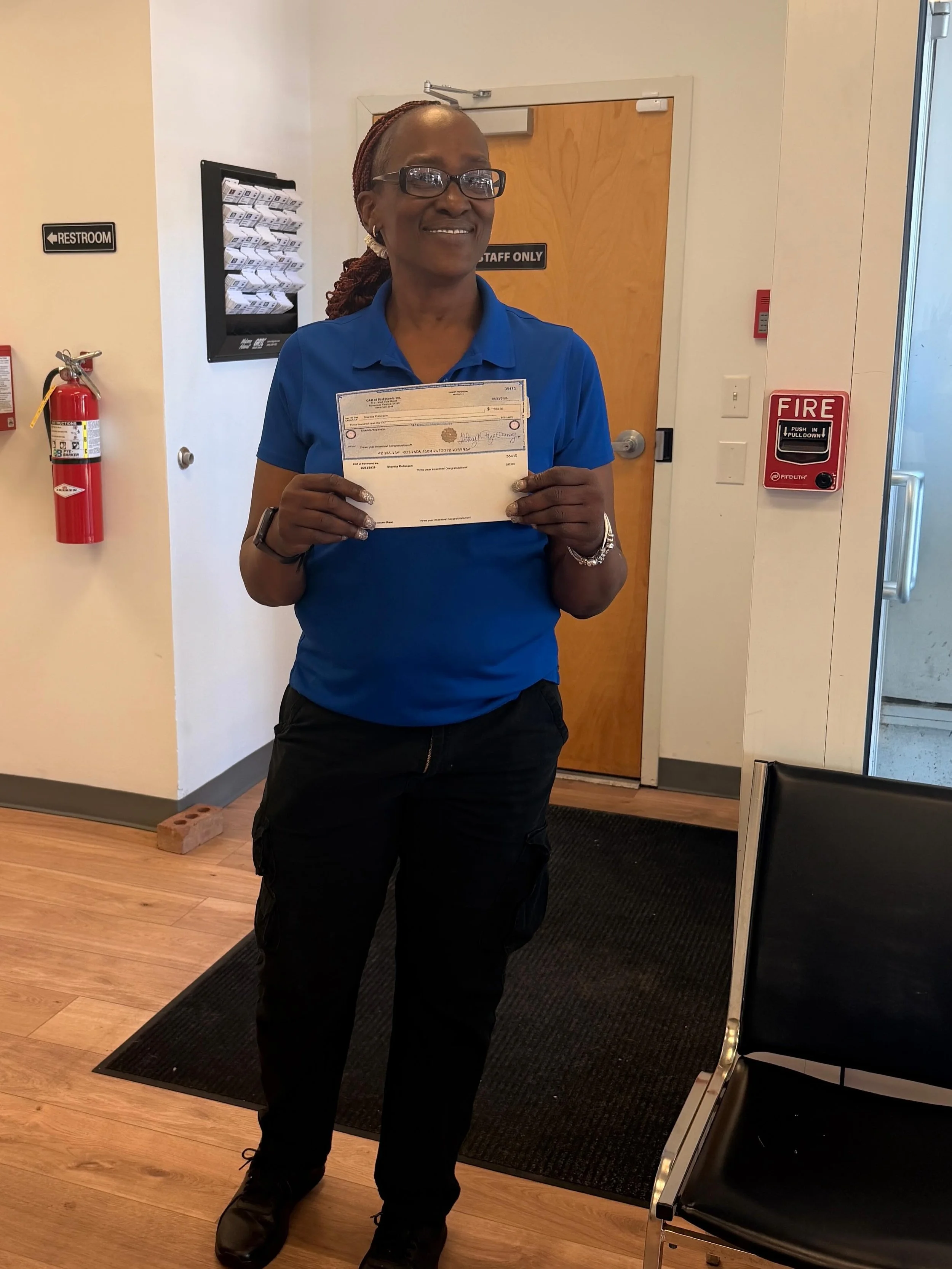 Yay for Ms. R! Today she received her incentive check for working full-time for 3 years! Ms. R. We are so proud of all that YOU have done!
#rva #reentrymatters