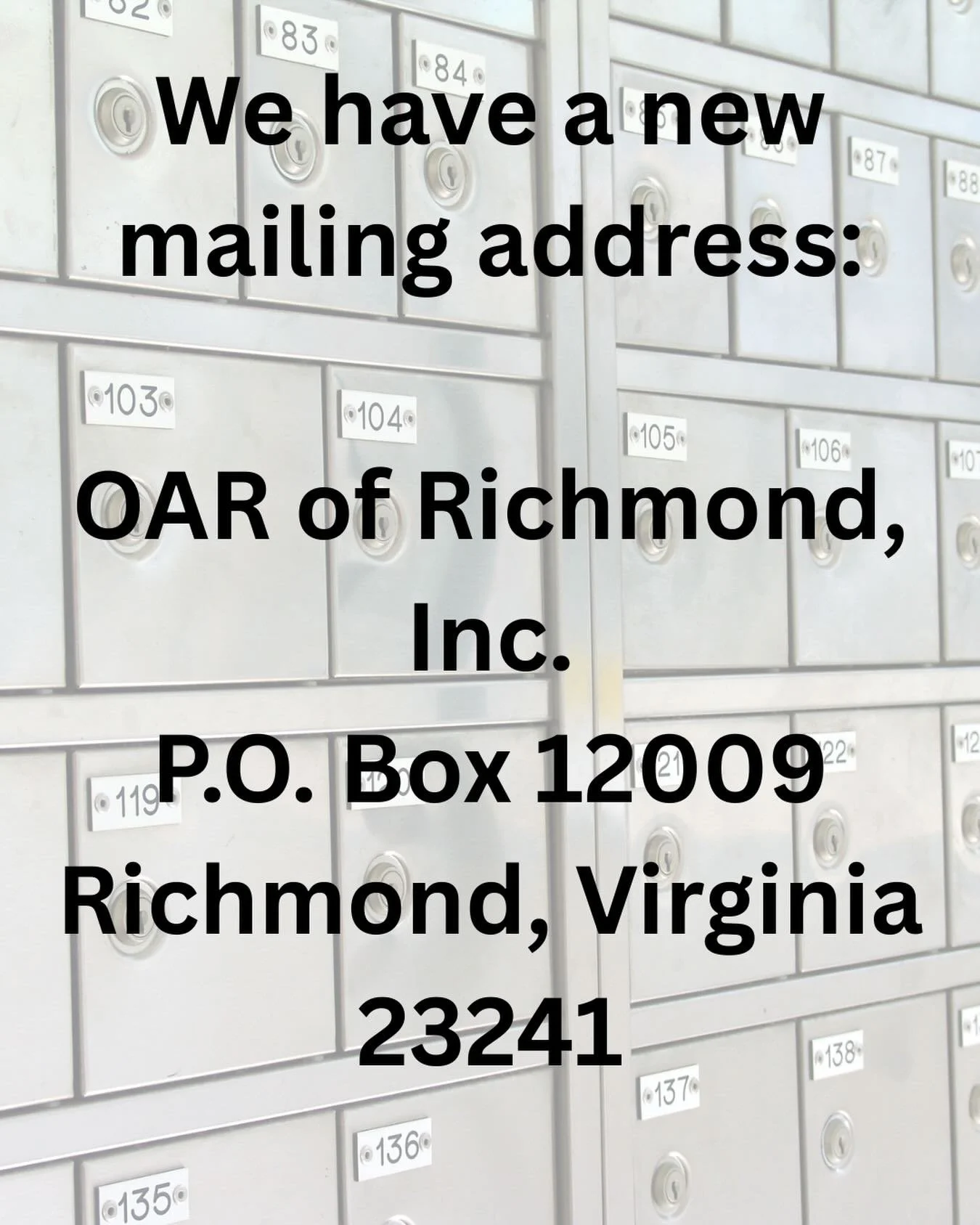 We love our new location but we&rsquo;ve had a hard time getting our mail forwarded. 📬If you send us something please use our P.O. Box! #rva #reentrymatters