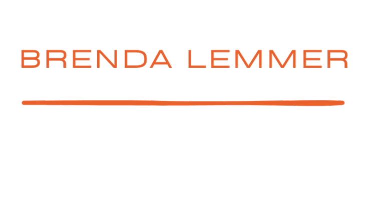 Text reading "BRENDA LEMMER" in orange capital letters with an orange underline, set against a black background.