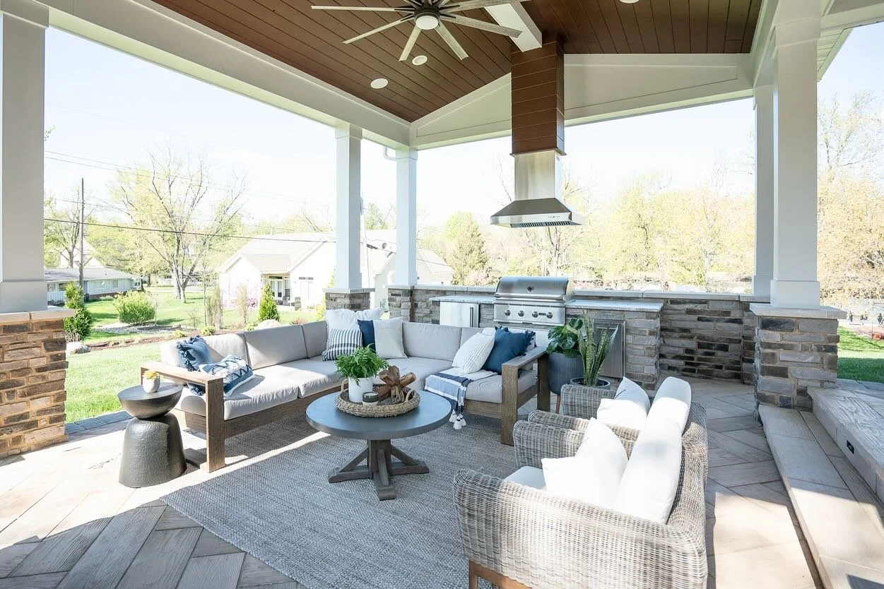 This backyard has it all—stone fireplace, outdoor kitchen, comfy lounge seating, and plenty of space to hang with your favorite people (or sneak away with a good book). Built for BBQs, bonfires, and everything in between.
.
.
.
.
.
#StLouisBuil