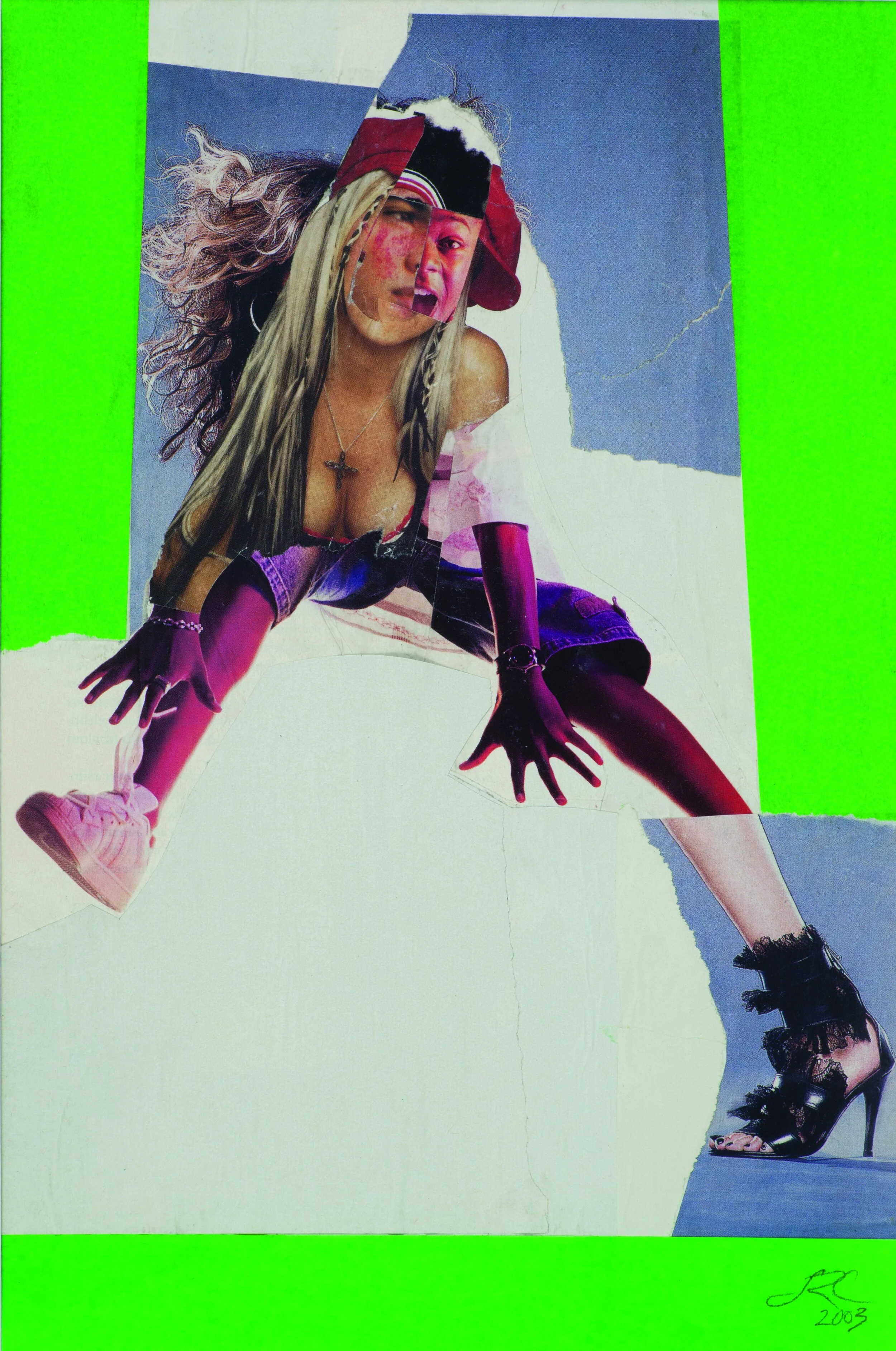 Fly Girl, 2003. Collage on archival mat. 11 1/2 x 8 1/2 inches