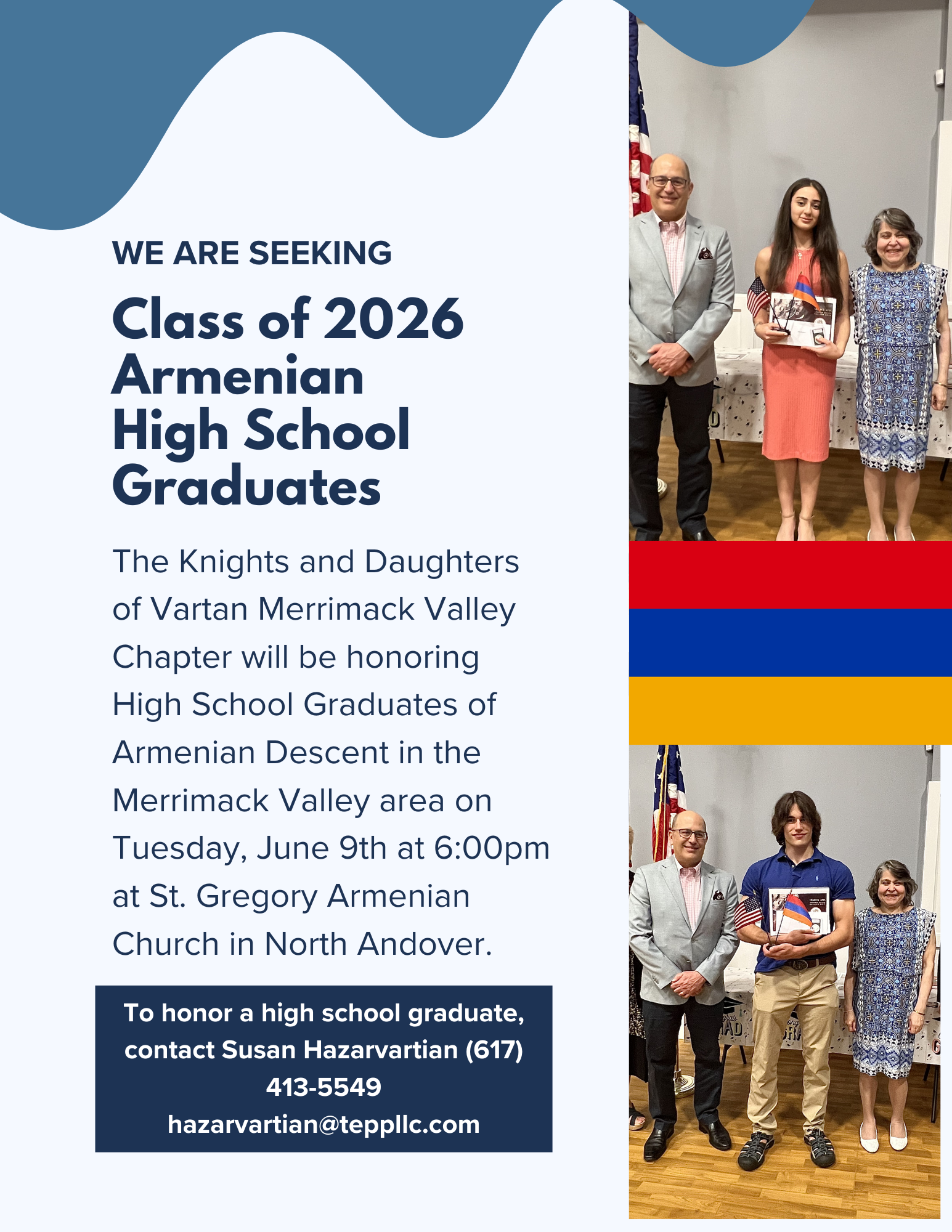 Class of 2026 Armenian High School Graduates, The Knights and Daughter of St. Vartan 