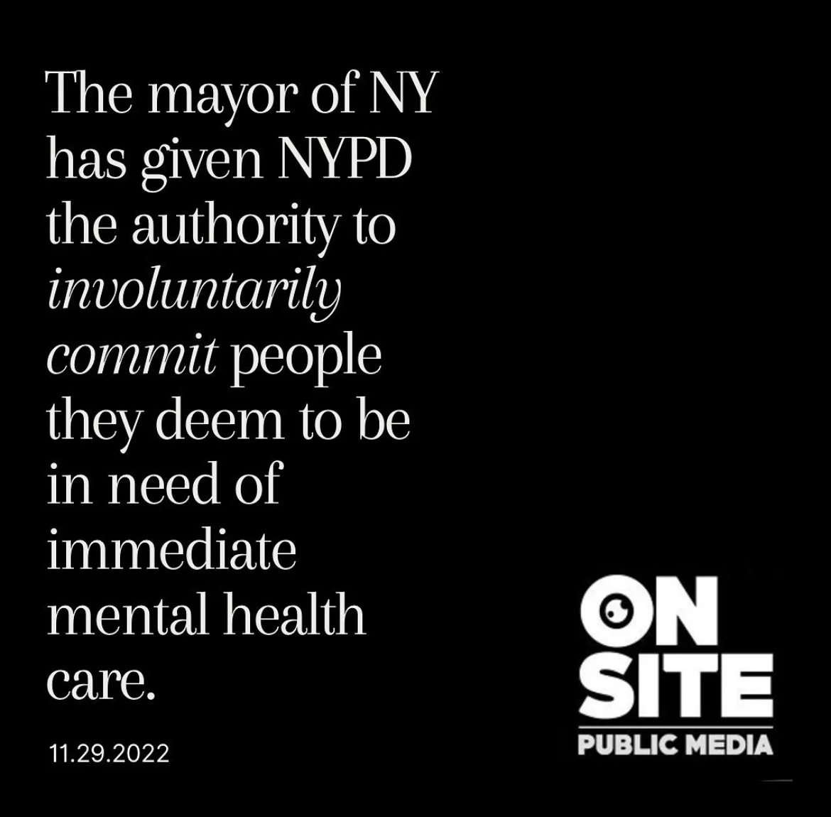 NYC to Allow Police Officers to Involuntarily Commit People During Mental Health Crises