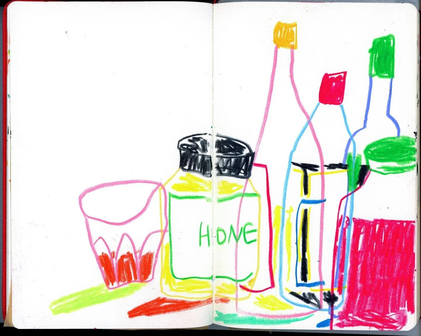 some of the messy india ink/watercolor/pencil/crayon drawings from the moleskine i keep on my kitchen table that i draw in while my boo cooks 🍳 💅🏾