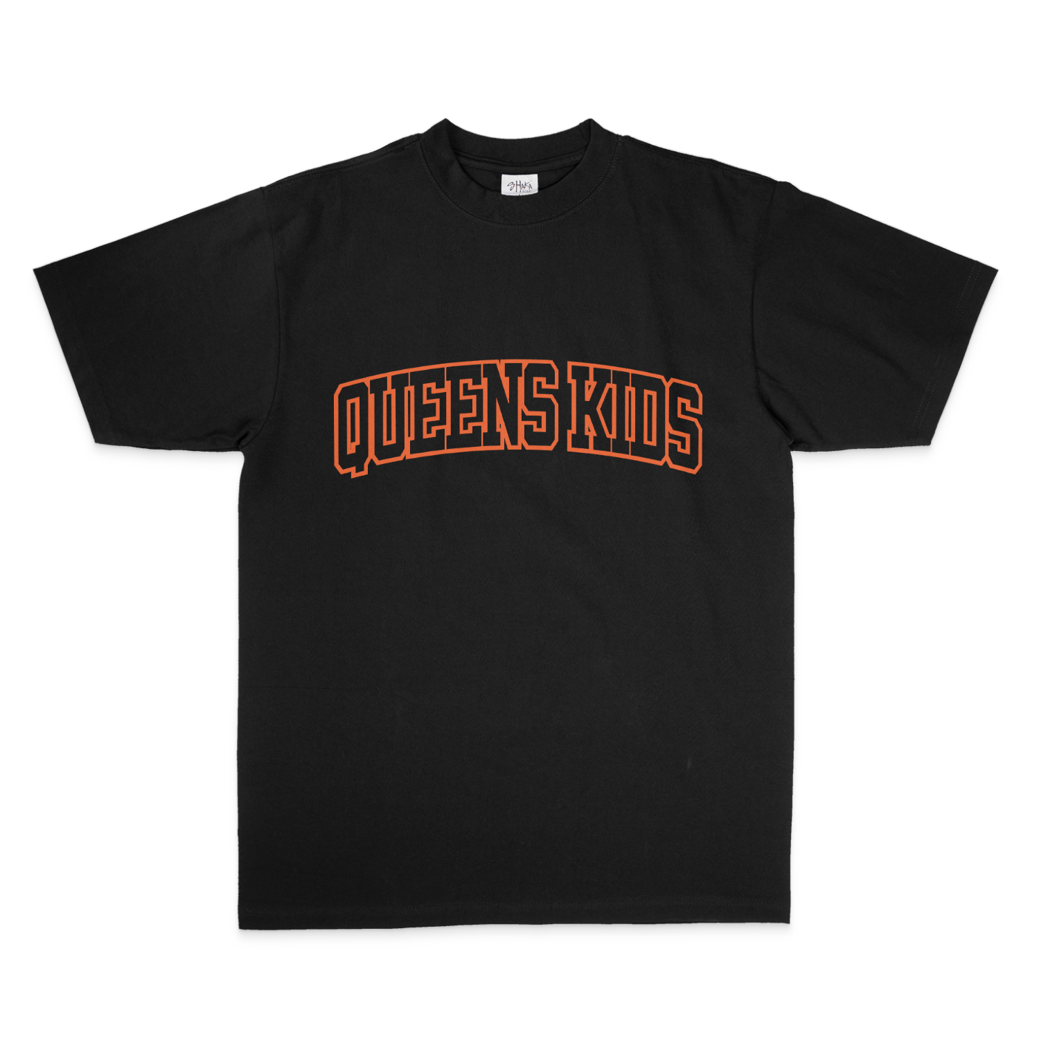 "QUEENS KIDS ORANGE" TEE- BLACK
