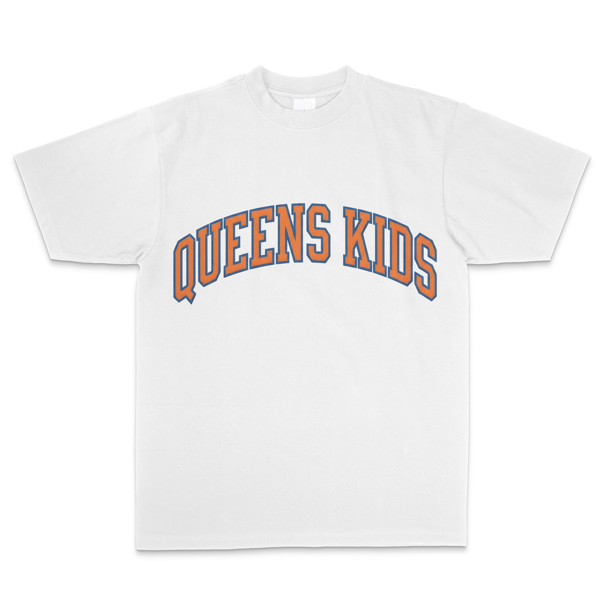"QUEENS KIDS ARCHED" TEE- WHITE