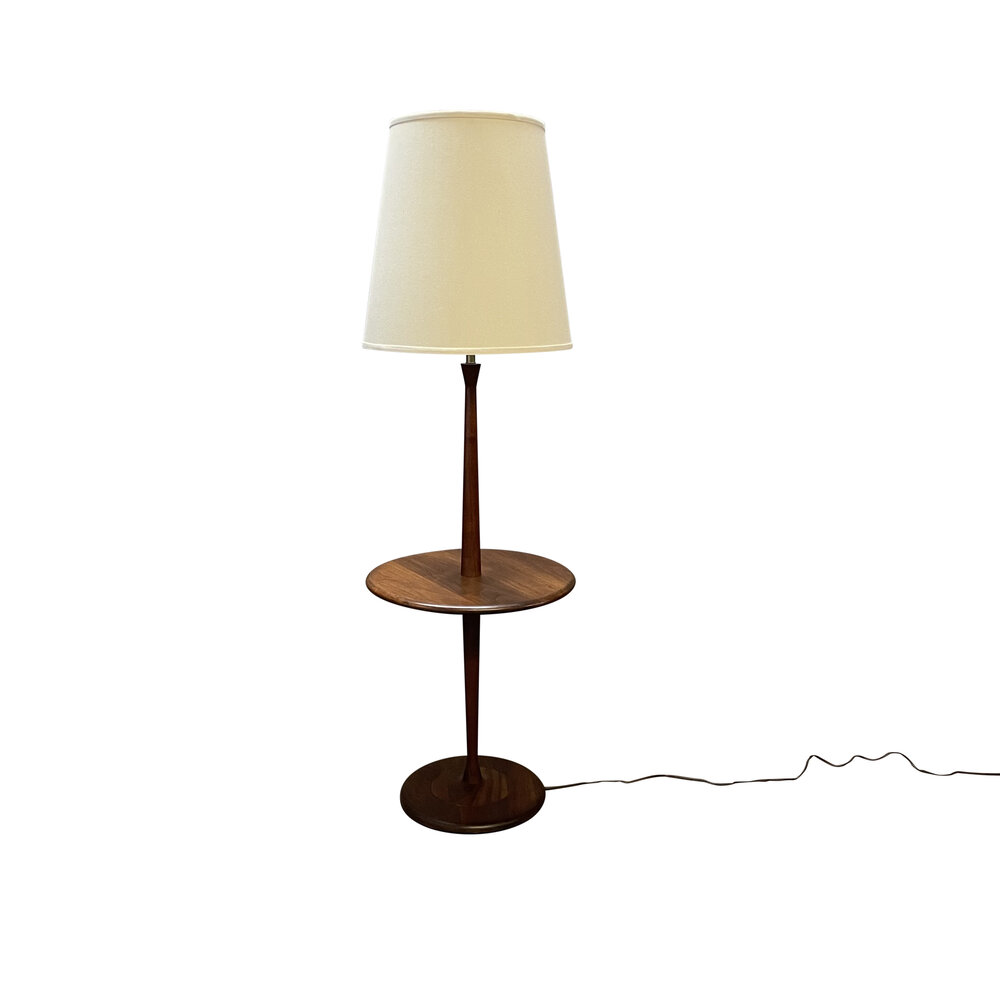 Mid Century Walnut Floor Lamp Side, Vintage Floor Lamp With Built In Table