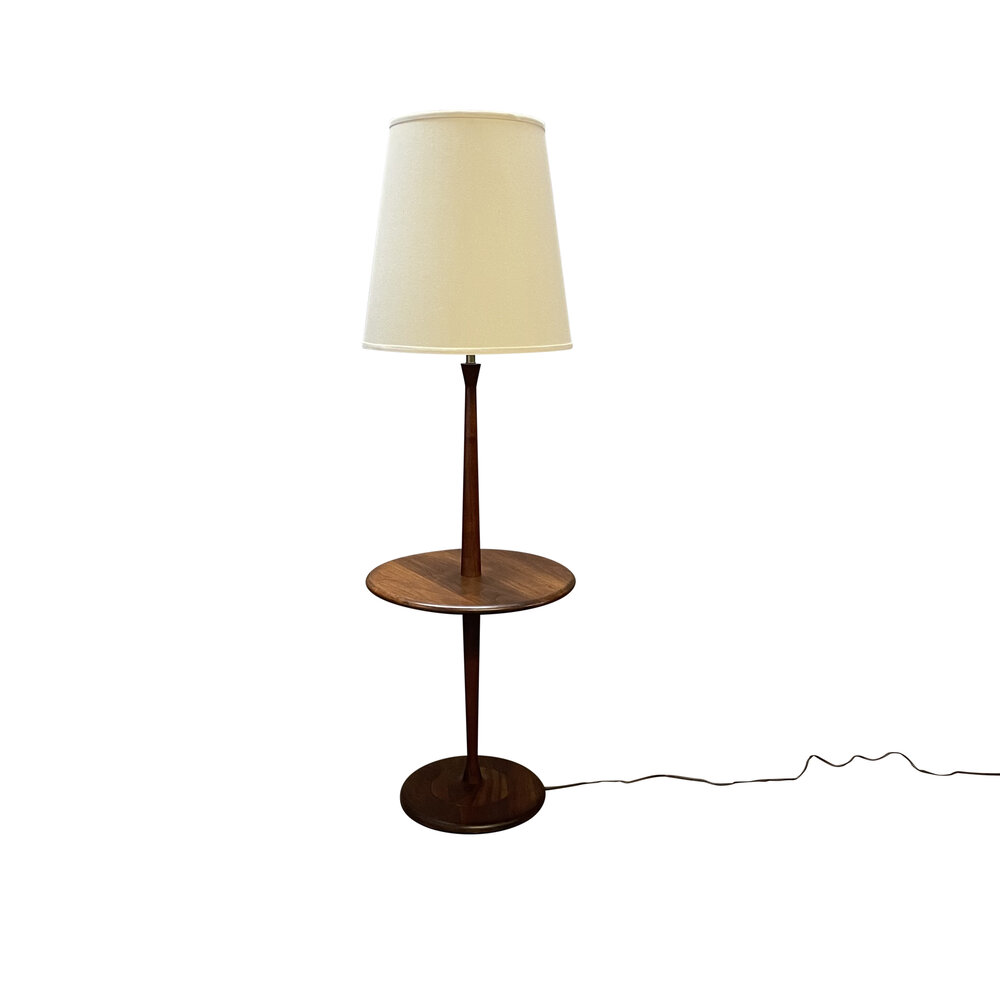 Mid Century Walnut Floor Lamp Side Table By Laurel Co Dovetail Modern Mid Century Walnut Floor Lamp Side, Vintage Floor Lamp With Built In Table