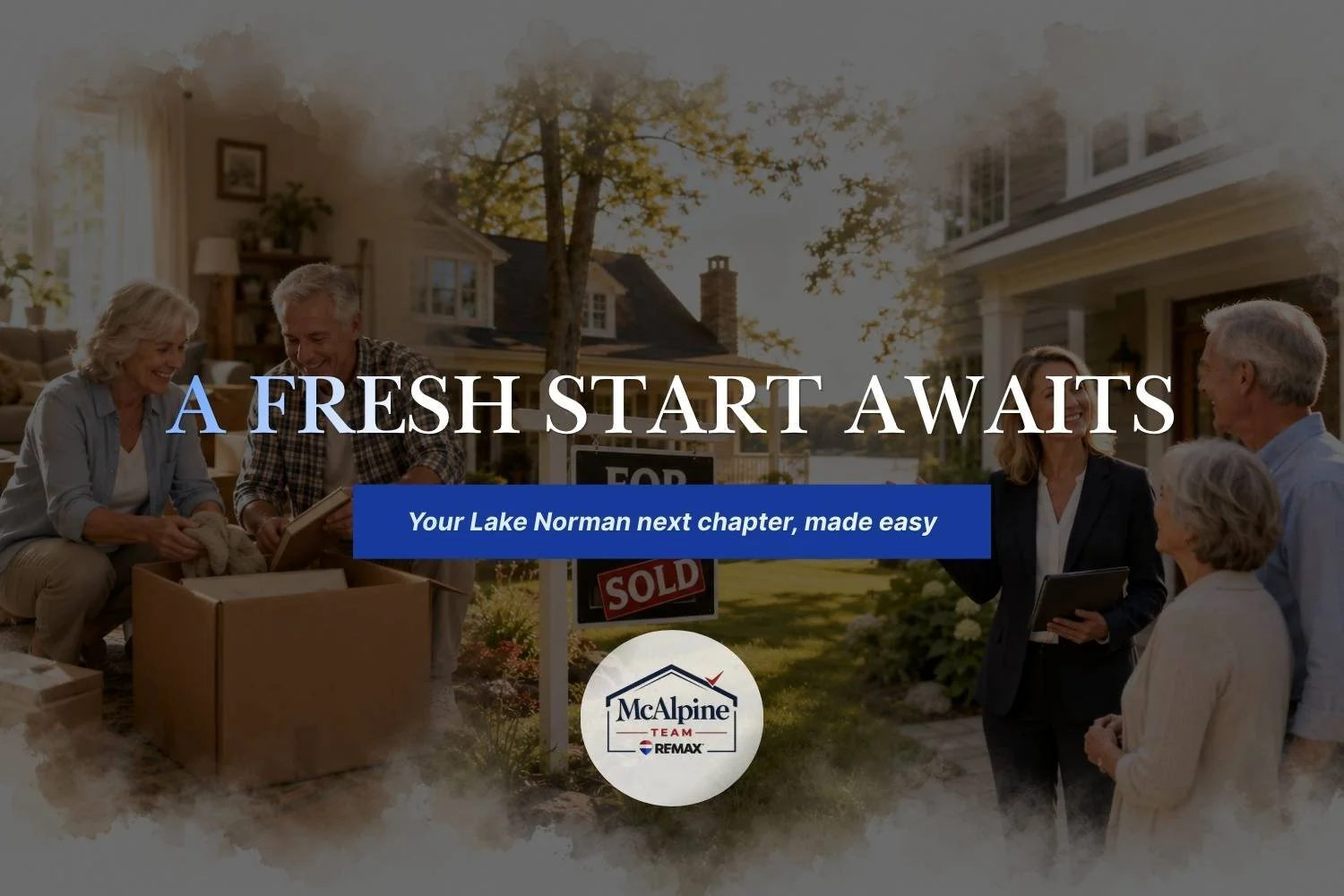 Lake Norman family packing and meeting with their agent, ready for a fresh start