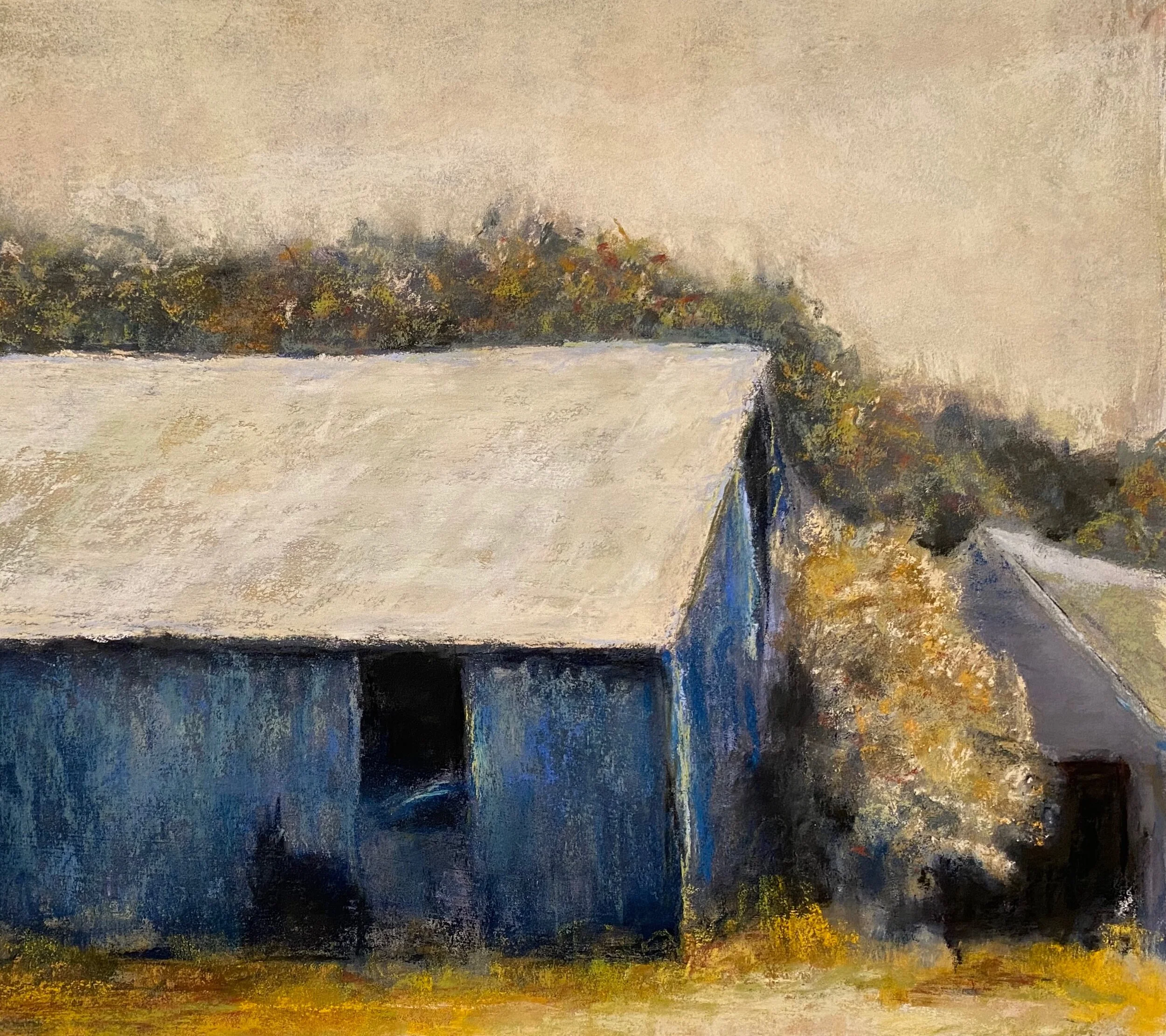 Blue Barn: Pastel, 24x18, Private Collection