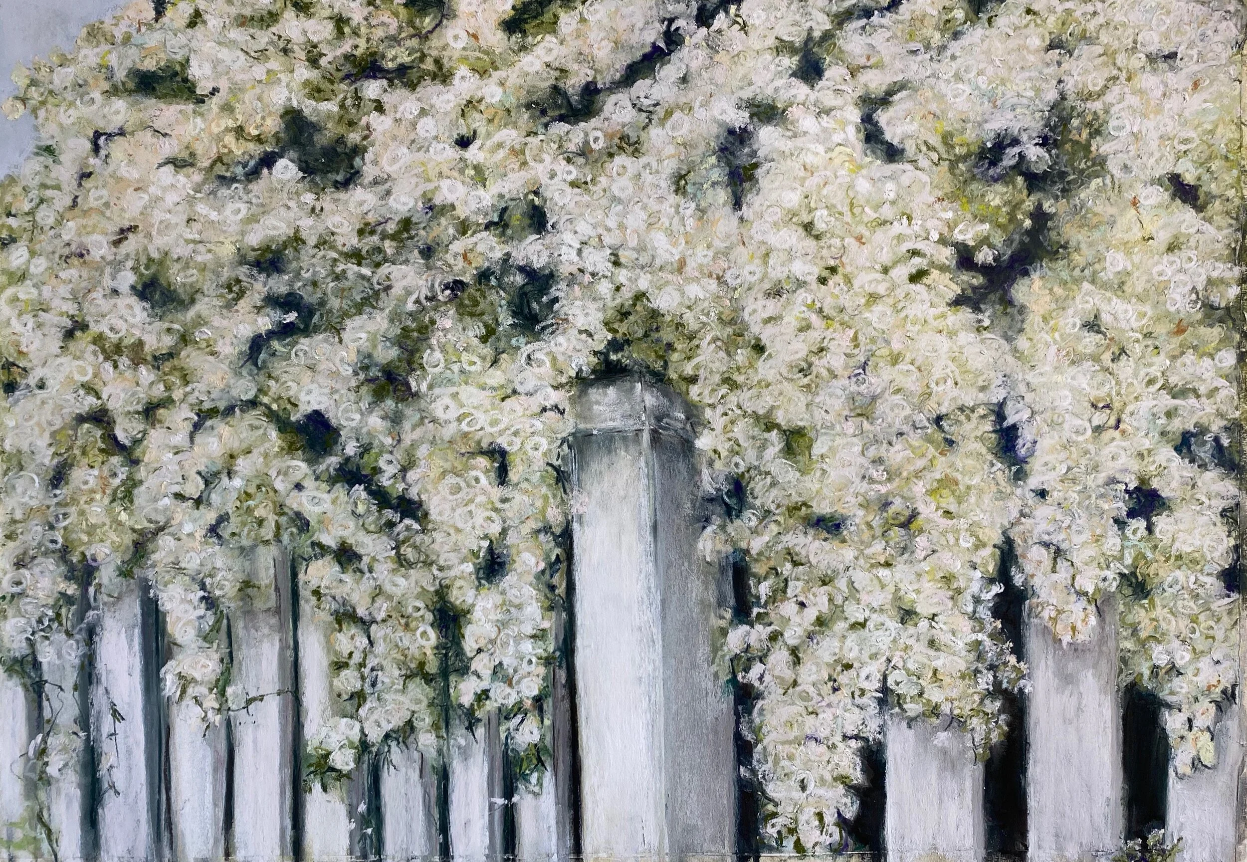 Cascading Annabelles: Pastel, 24"x18" Private Collection