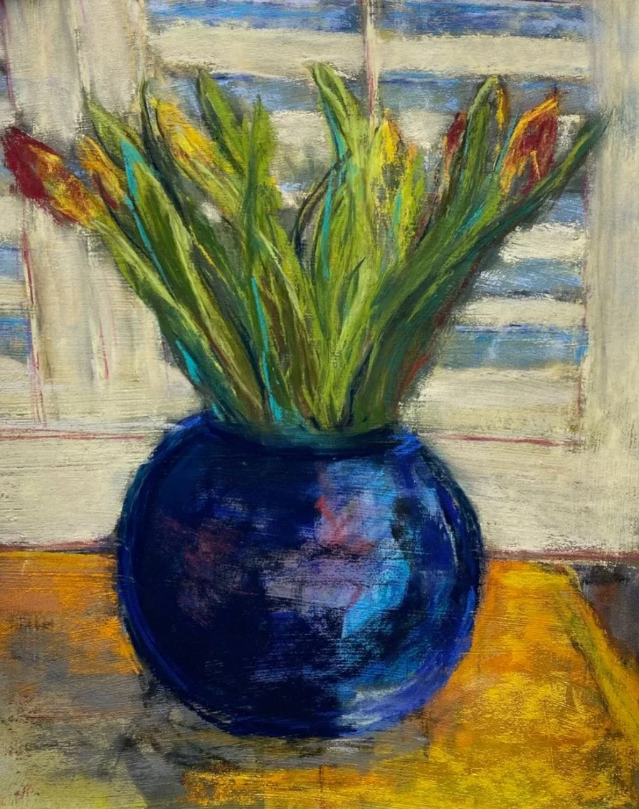Tulips in a Blue Vase