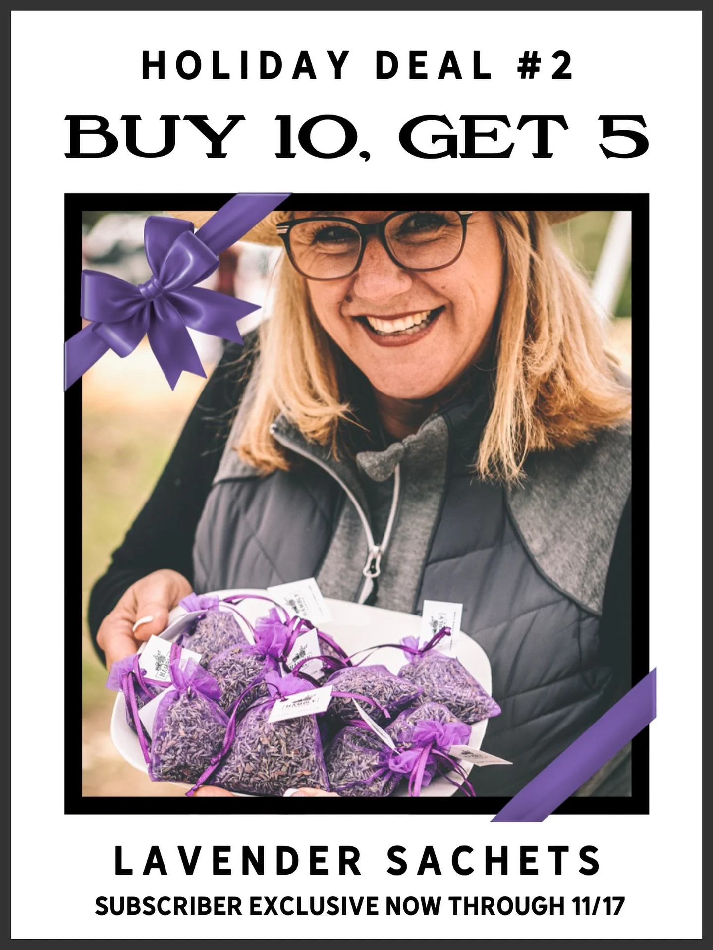✨ Buy 10 Lavender Sachets, get 5 FREE! ✨

This week&rsquo;s subscriber deal is a big one, making now the perfect time to stock up on lavender sachets&hellip; especially with holiday hosting just around the corner!

If you&rsquo;ve ever wondered what 