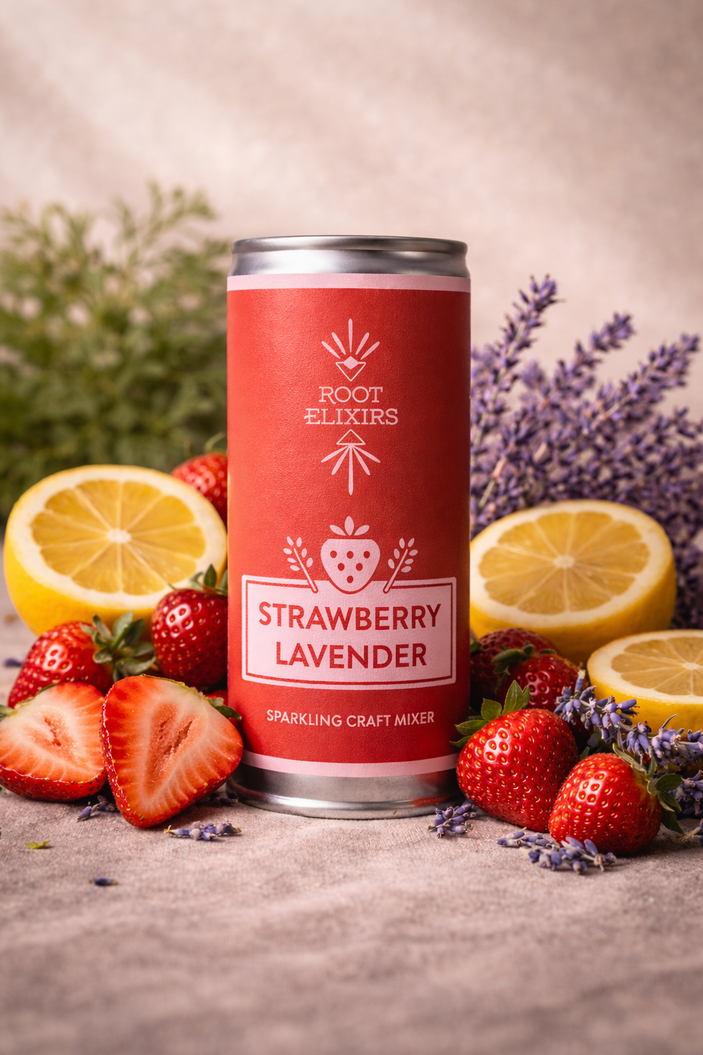 Root Elixir Strawberry Lavender Sparkling Craft Mixer