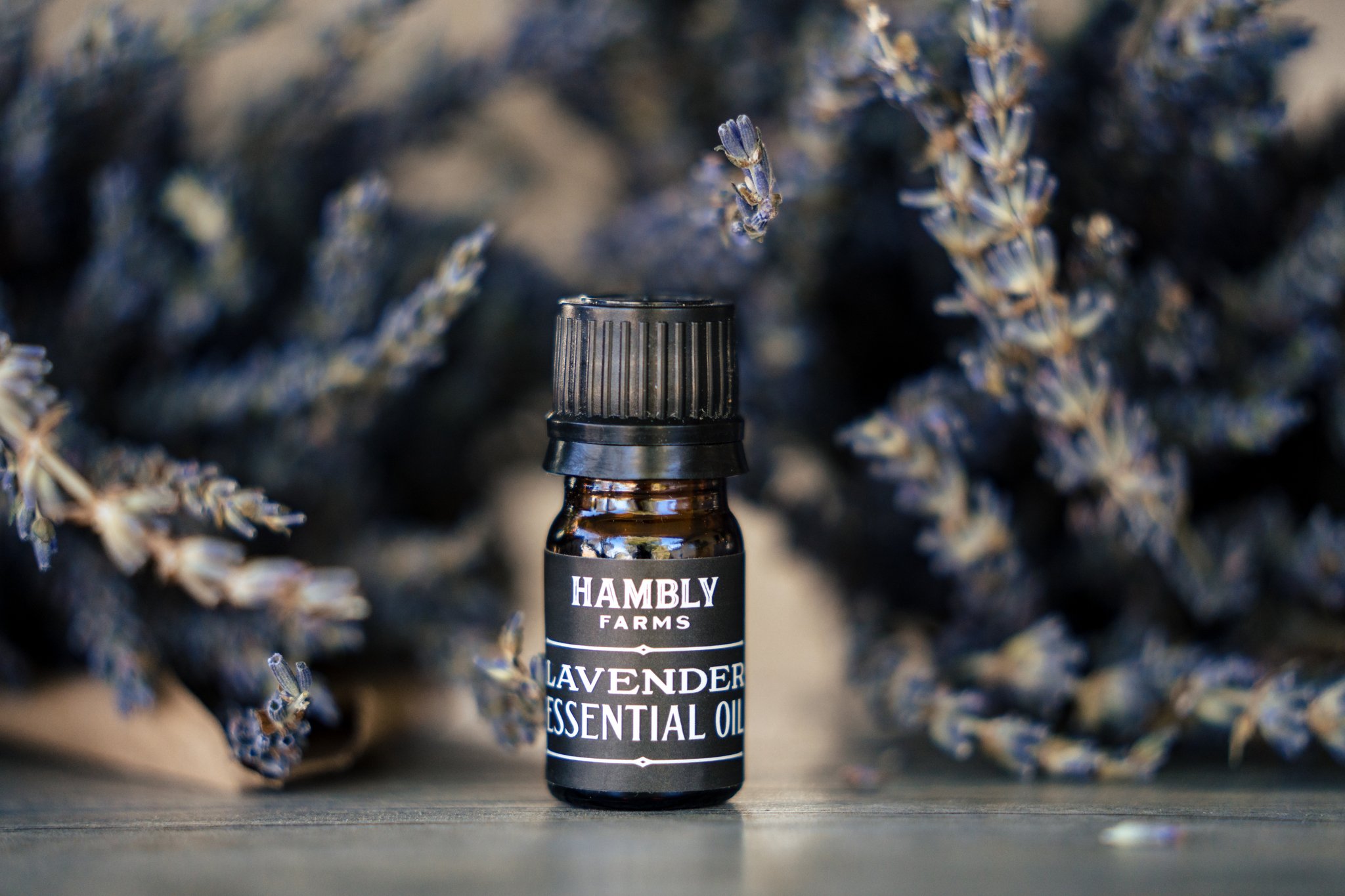 image of pure naturally grown lavender essential oil from hambly farms