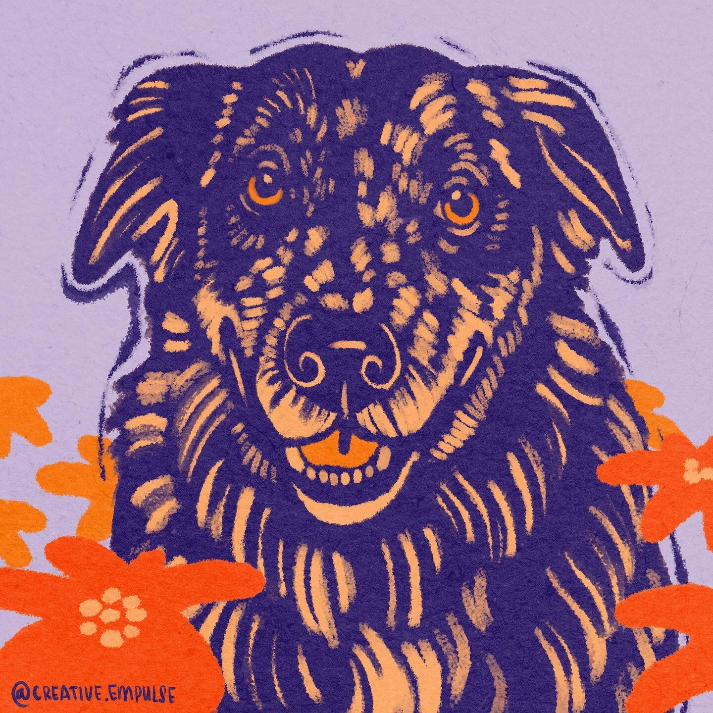 Current color obsession: lavender and orange💜🧡 What color combos are you loving these days? Bonus points if you&rsquo;re feeling fun and tell me in emojis!
.
.
#petportraitartist #petportraitsfromphotos #petportraiture #petportraitart #crazydogmom 