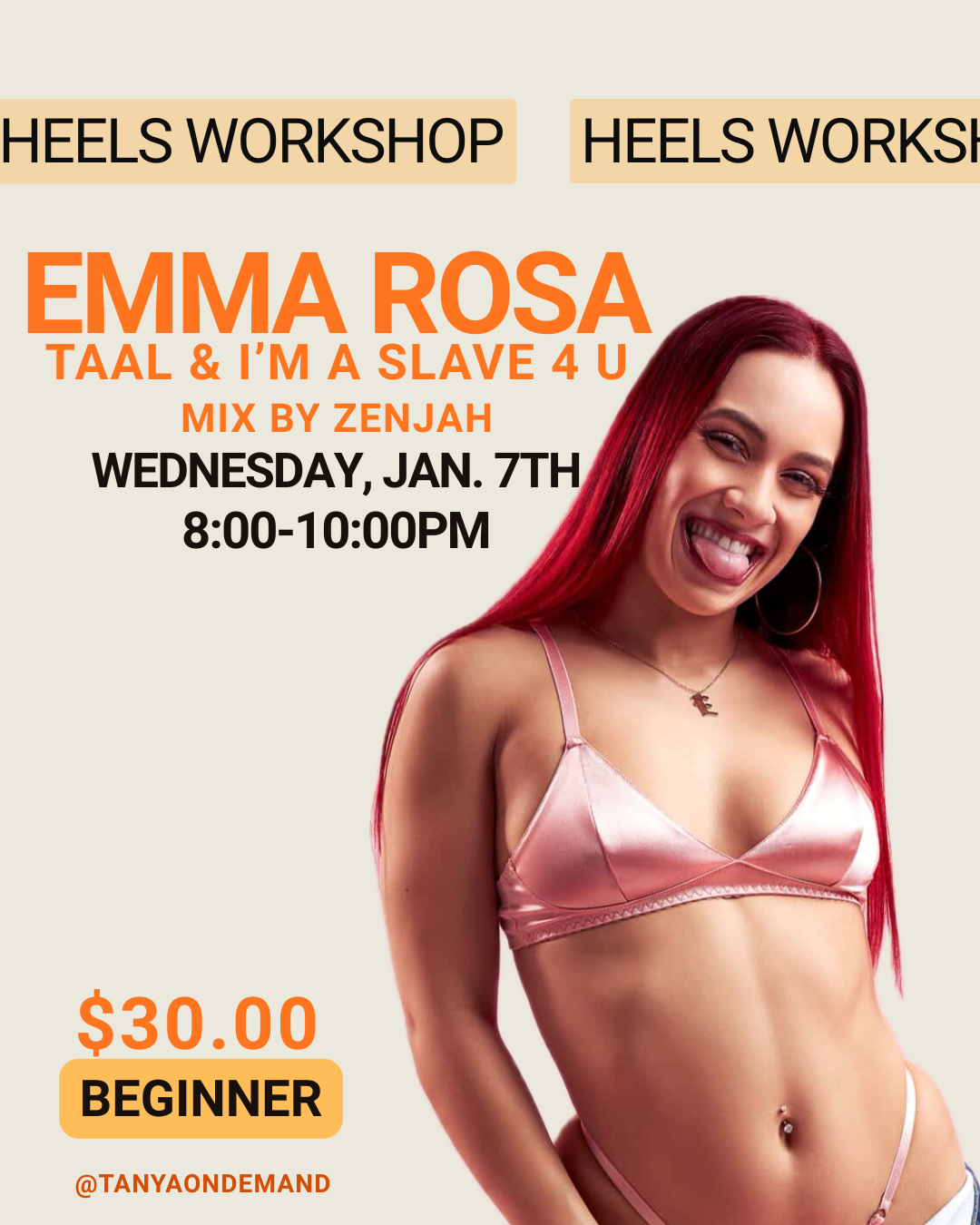 Beginner Heels with Emma Rosa (Wednesday Jan 7th, 8pm)