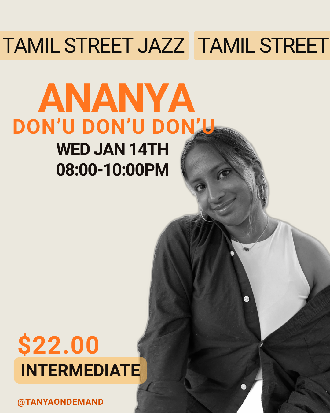 Tamil Street Jazz with Ananya (Wednesday Jan 14th, 8pm-10pm)