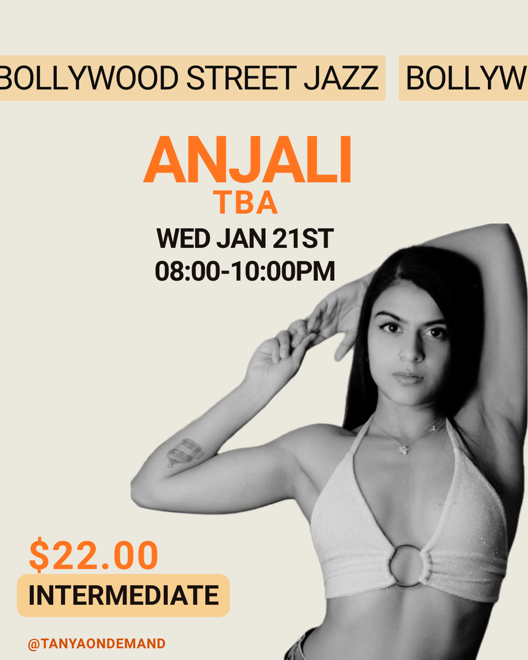 Bollywood Street Jazz with Anjali (Wed Jan 21st, 8pm-10pm)