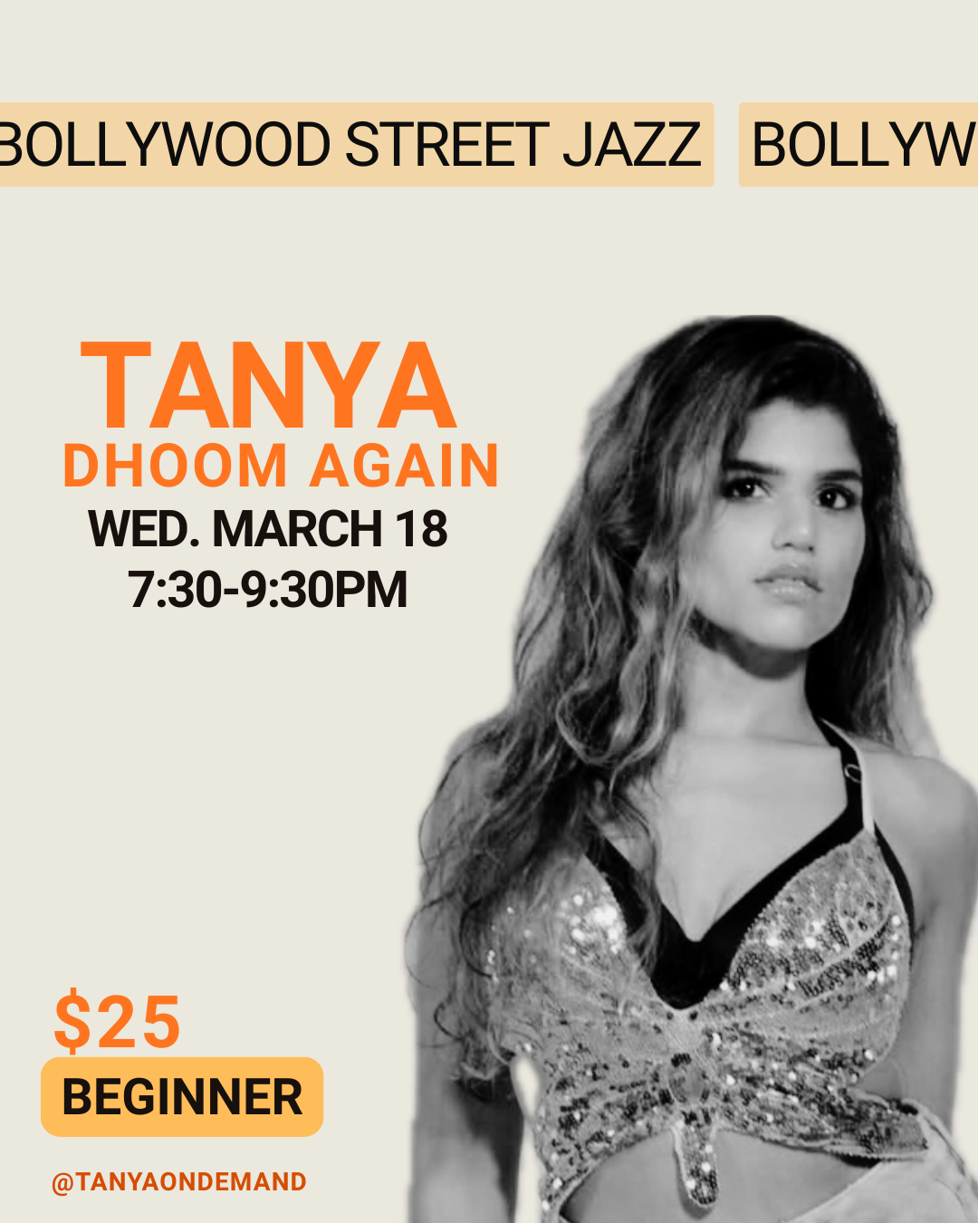 Beginners with Tanya Thanawalla (Wed March 18th, 7:30pm-9:30pm)