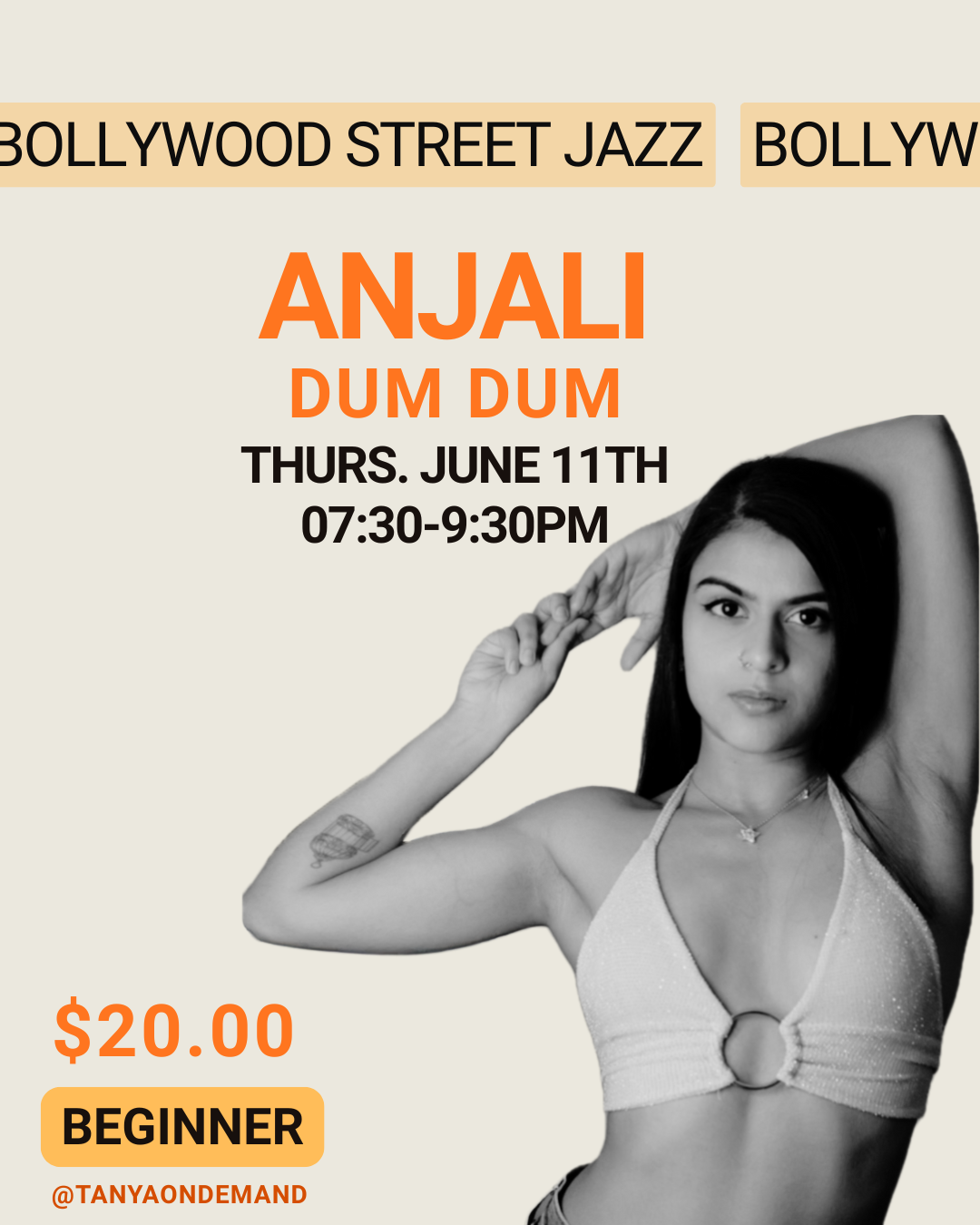 Beginners with Anjali (Thurs June 11th, 7:30pm-9:30pm)