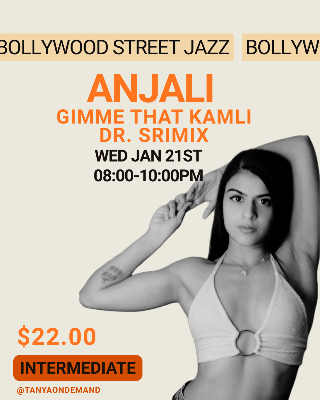 Bollywood Street Jazz with Anjali (Wed Jan 21st, 8pm-10pm)