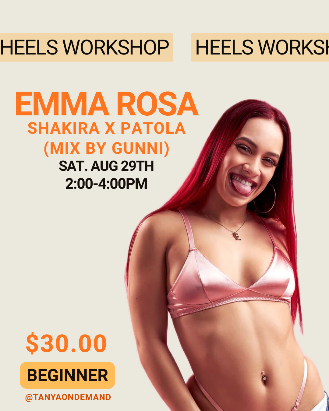 Beginner Heels with Emma Rosa (Saturday Aug 29th, 2pm)