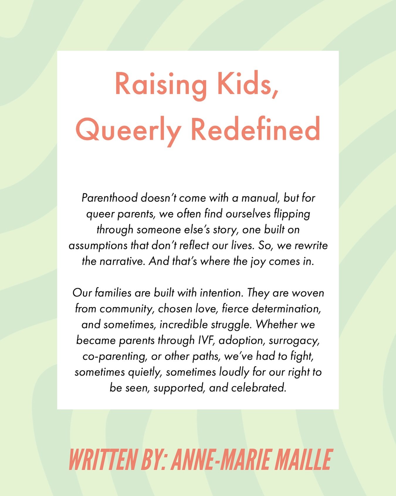 This week on Good Thinking, our Clinical Associate Anne-Marie shares her insights and experiences on queer parenting and raising kids. A powerful introduction to how raising kids can be queerly redefined, and a wonderful reminder of how important que