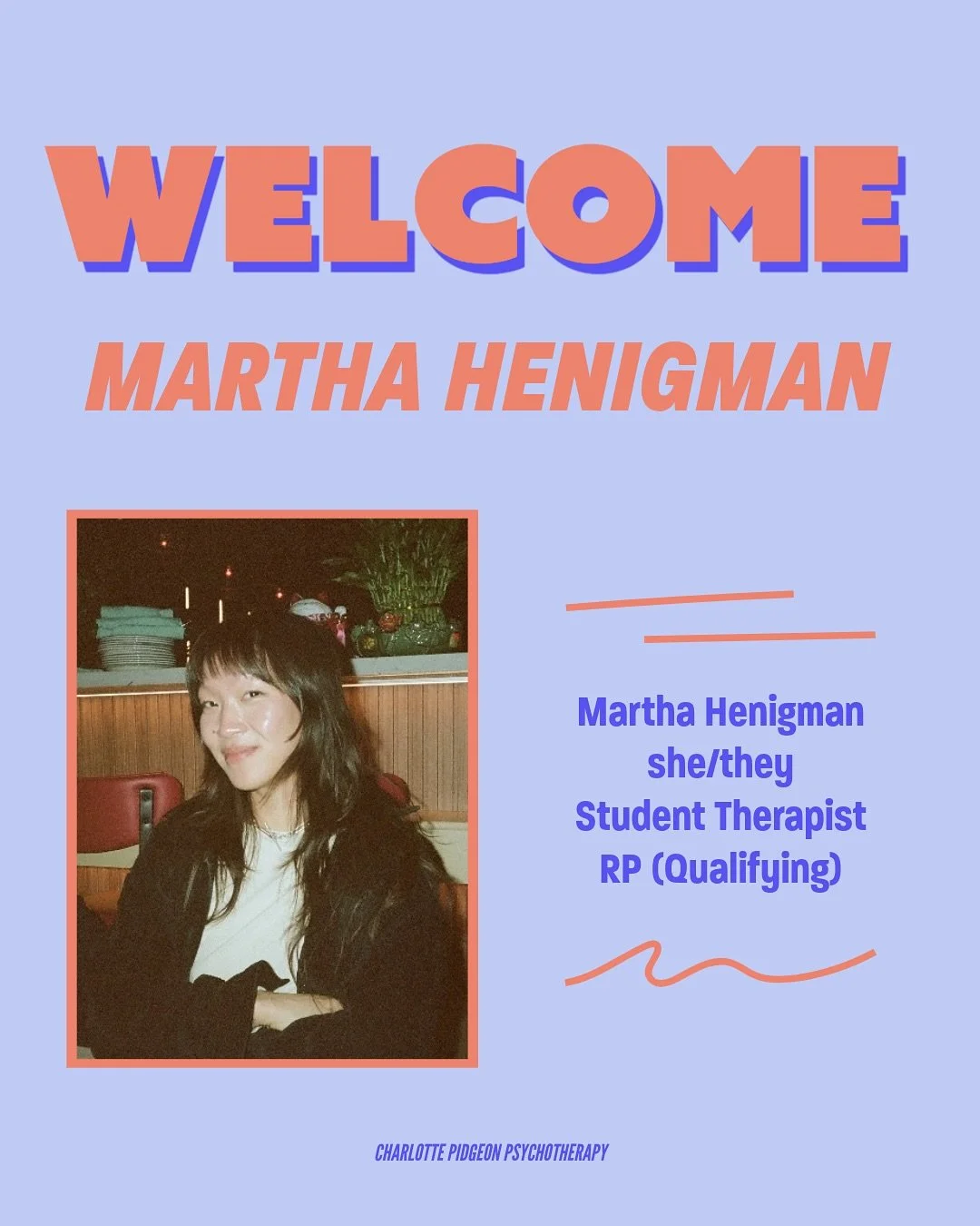 Introducing Martha (she/they), our new Student Therapist offering low-cost sessions as of September 1, 2025!

&ldquo;As a queer Asian woman and transracial adoptee, I bring my own lived experience navigating mental health, gender and cultural identit