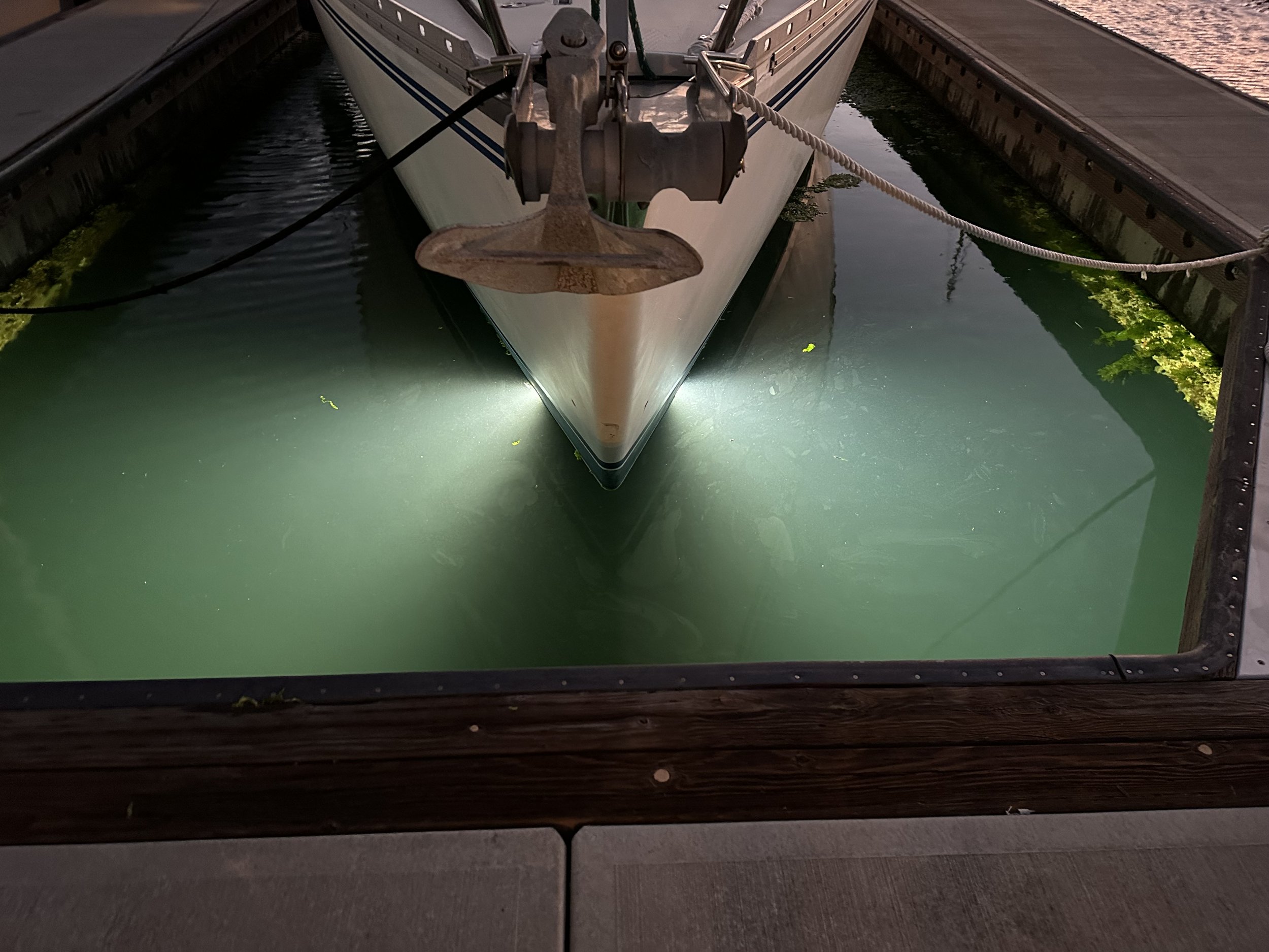 Underwater lights at the bow