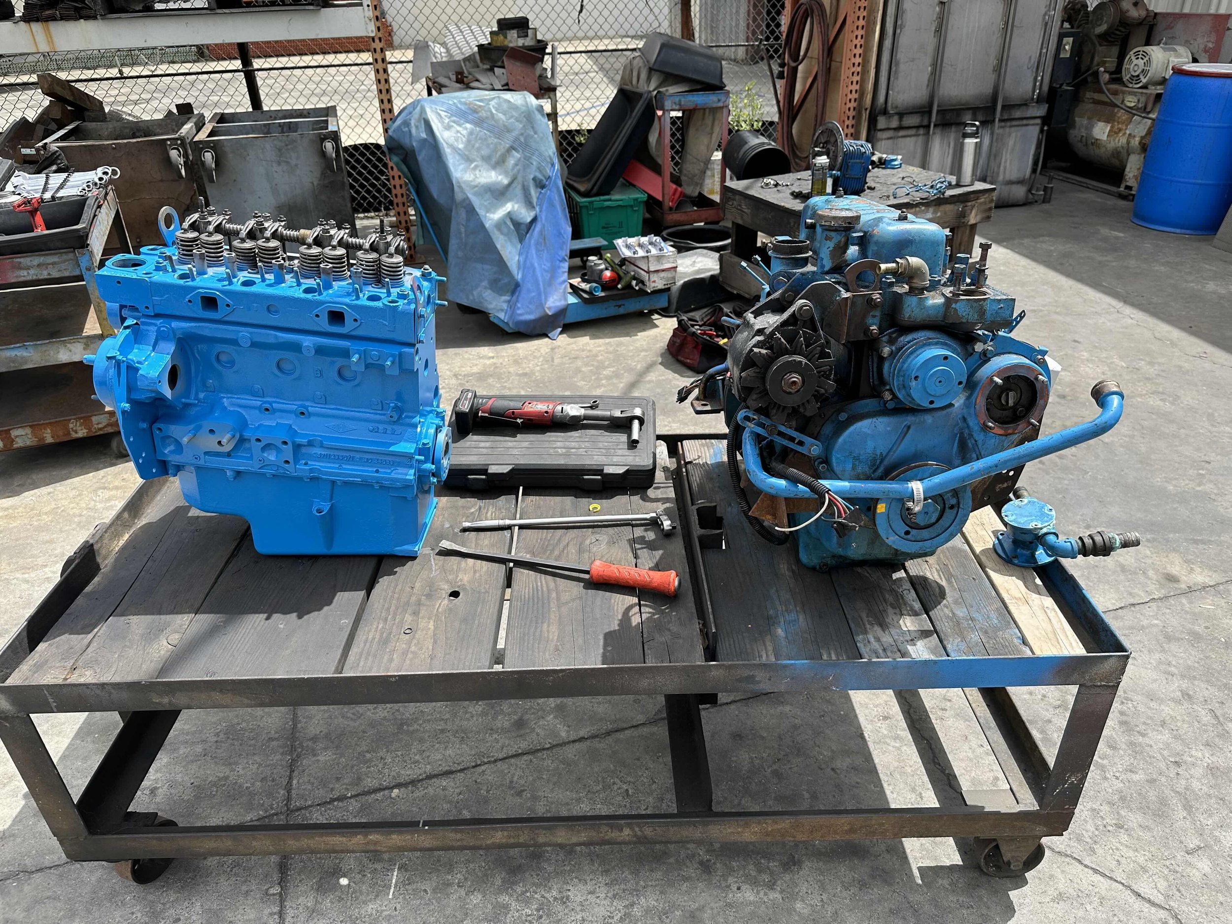 New engine just coming off the dyno, preparing to swap out parts.