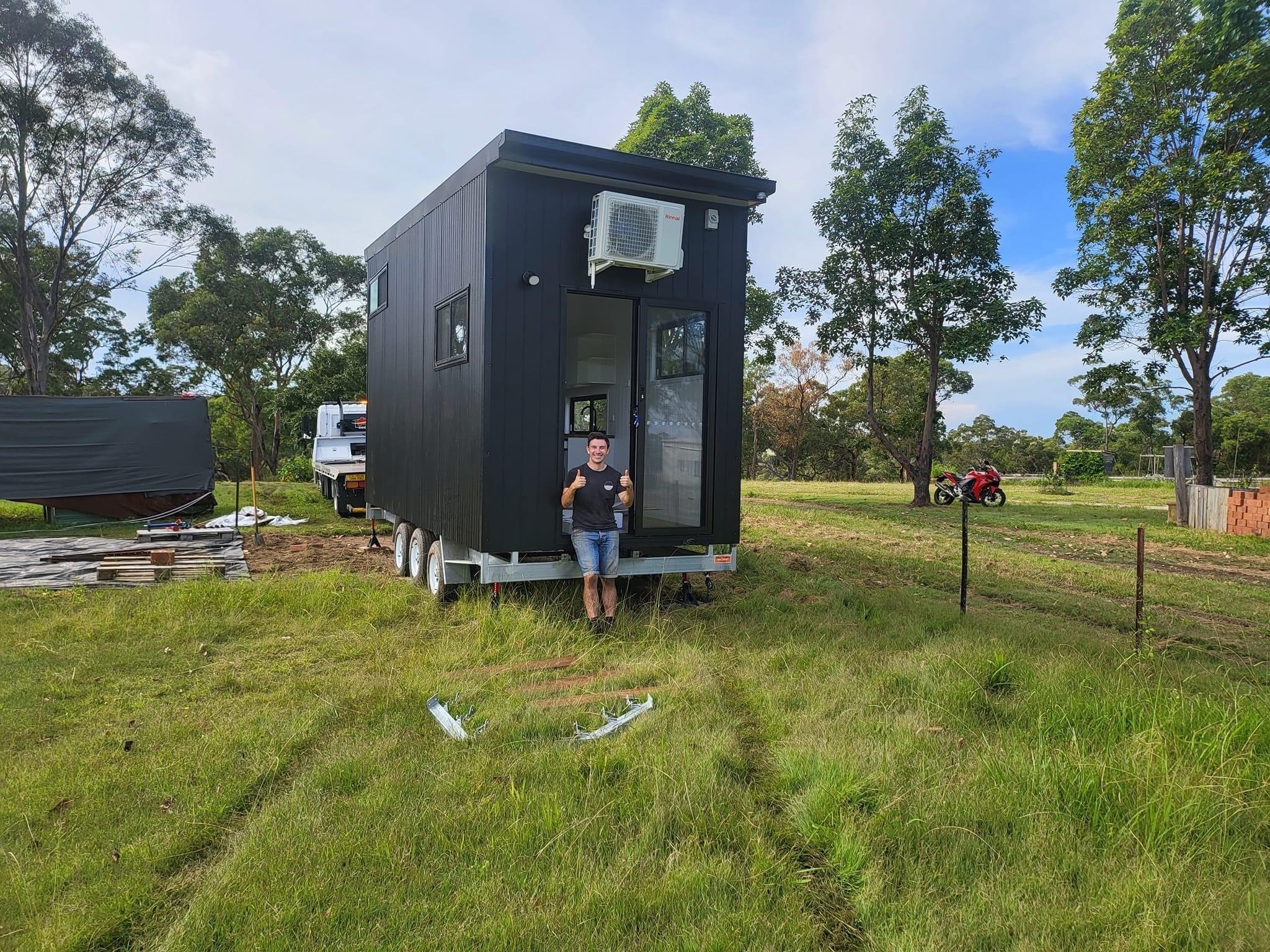 Brett's tiny home delivered to site