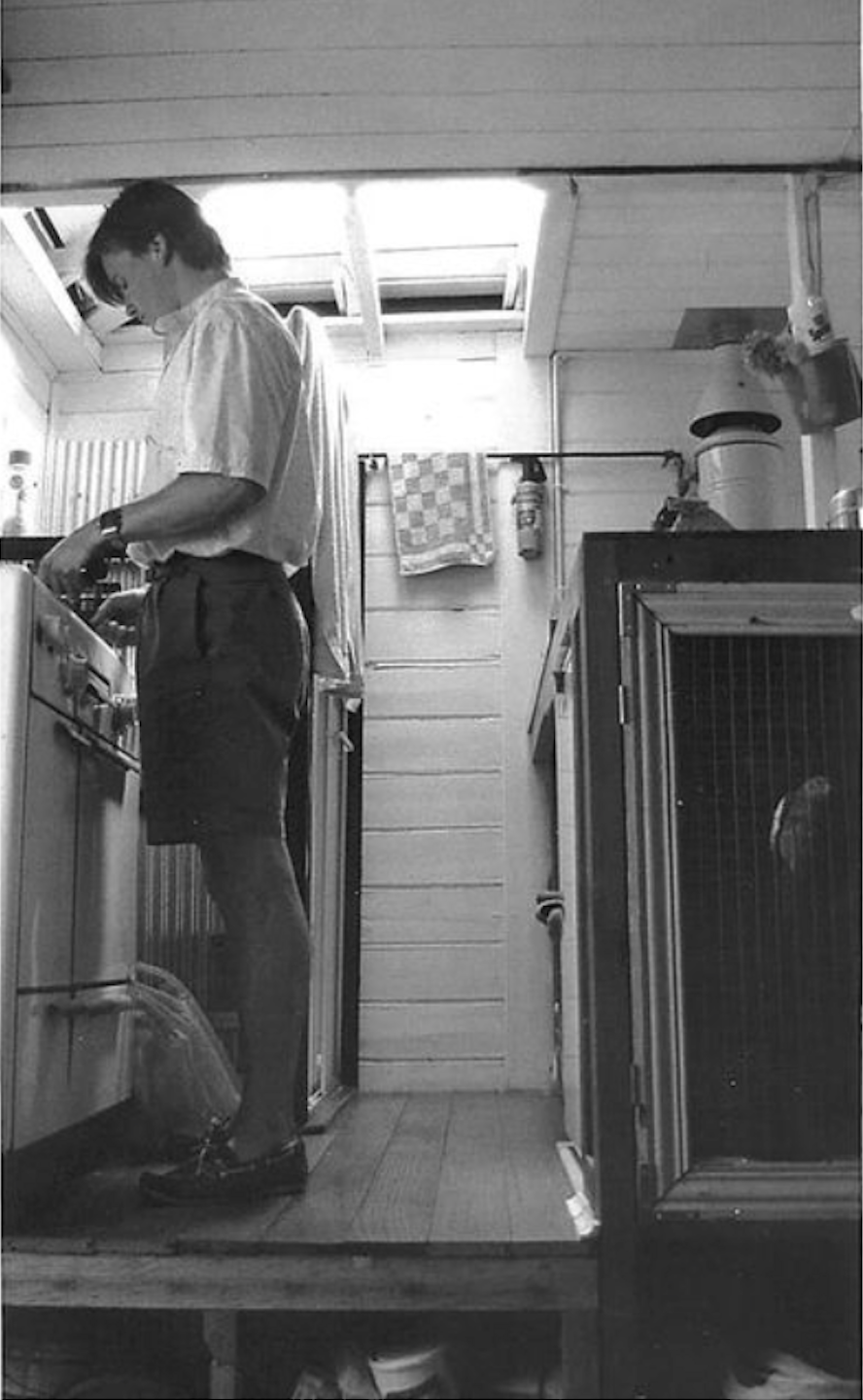 Cooking Bobotie in the kitchen at Union Street, Geelong, 1988