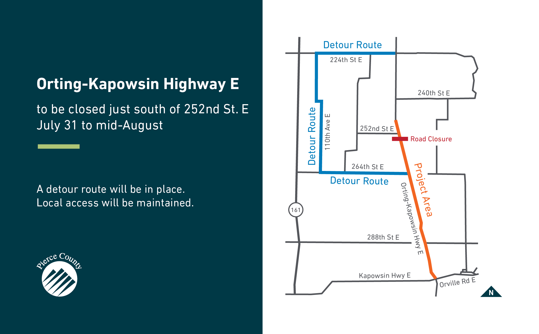 Orting-Kapowsin Highway E Detour map