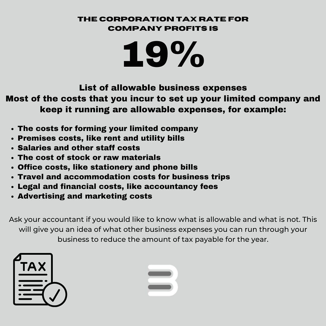 The normal rate for corporation tax is 19%