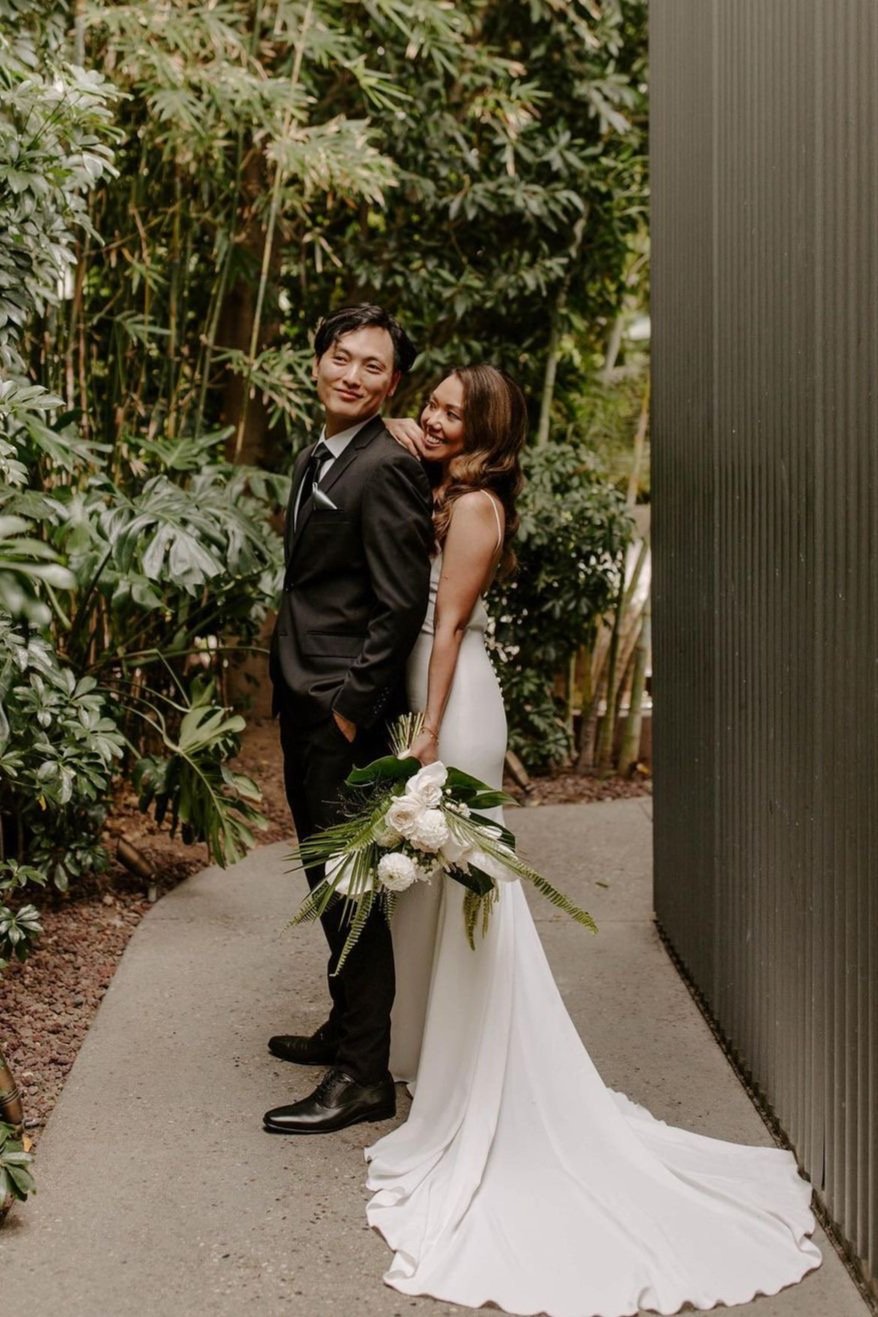  Photography by:   Brianna Broyles   Venue:   Millwick    A vibrant and modern tropical floral wedding beautifully held at the Millwick in Los Angeles, California. The delicate and light touch of the tropical centerpieces elegantly serves as a striki